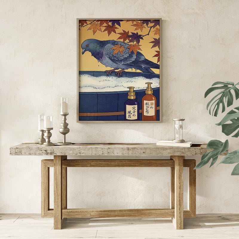 Food Wall Art: Hot Dog and Wine - Humorous Kitchen Decor