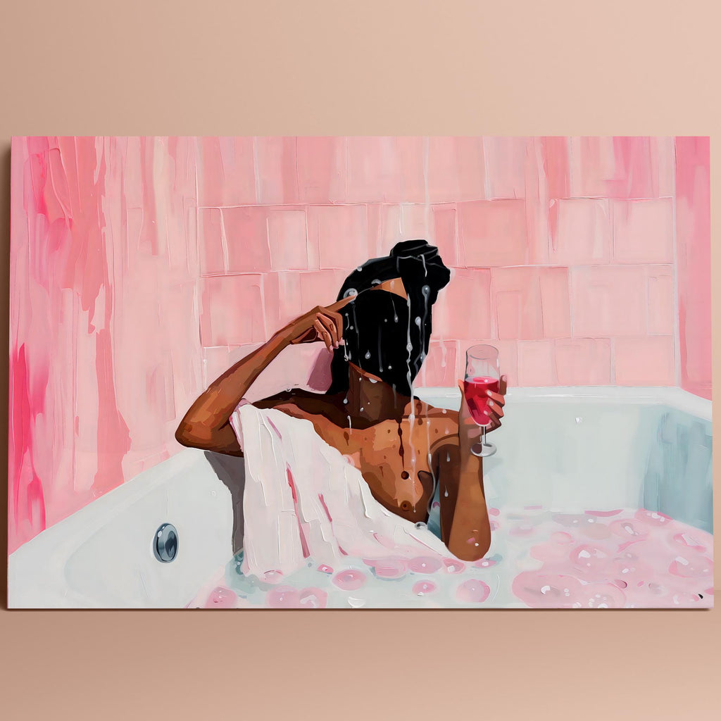 Velvet & Vino: A Moment of Introspective Solitude | Moody Figurative Art for Your Personal Retreat