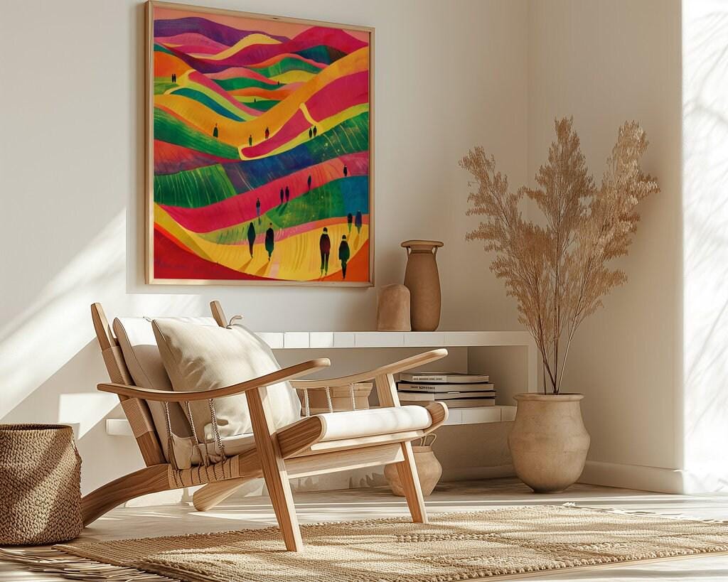 Dreamscape Journey: Surreal & Vibrant Abstract Landscape | Whimsical & Colorful Wall Art