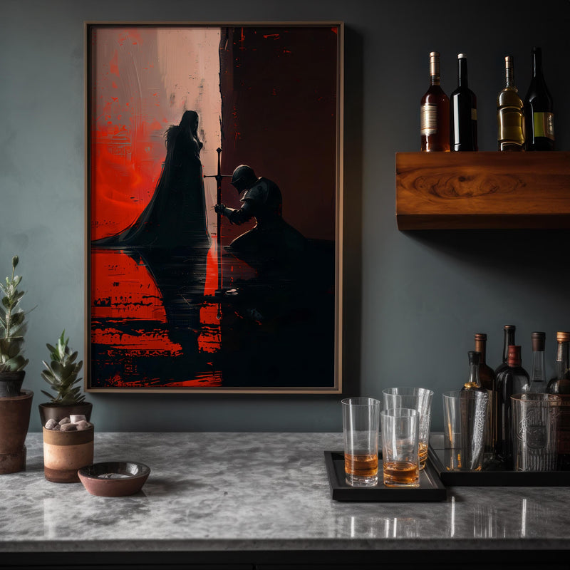 Knight And Queen Art – Medieval Wall Decor | Moody Romantic Wall Art Print