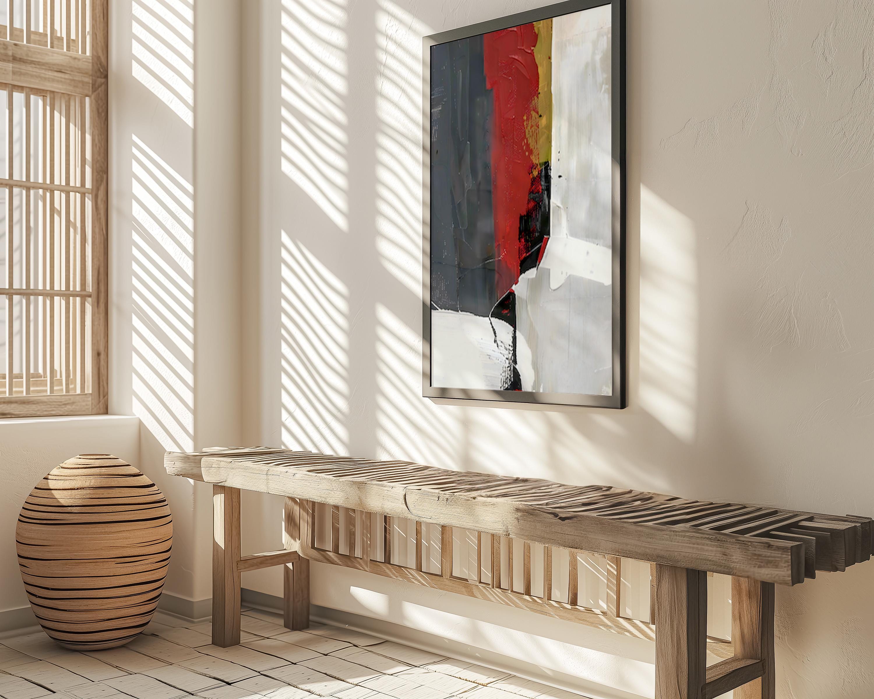 The Labyrinth: Red, Black & White Abstract Expressionist Art | Dynamic & Modern Wall Decor