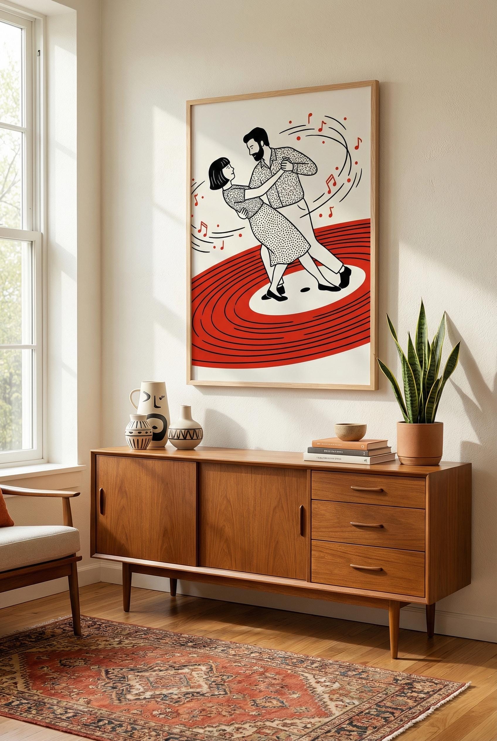 Music Disc Wall Art: Dancing Couple Silhouette - Modern Home Decor