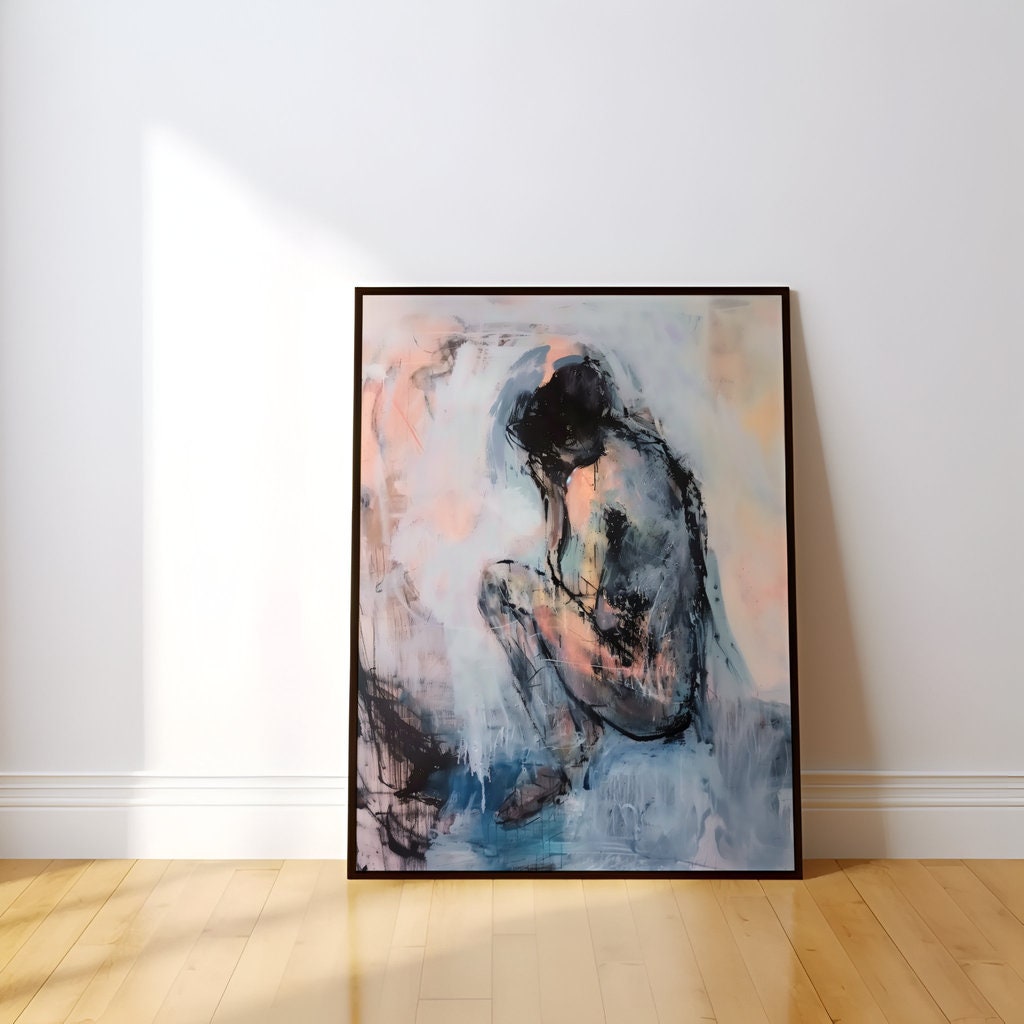 The Interior: Contemplative Woman Abstract Portrait | Serene & Introspective Wall Art