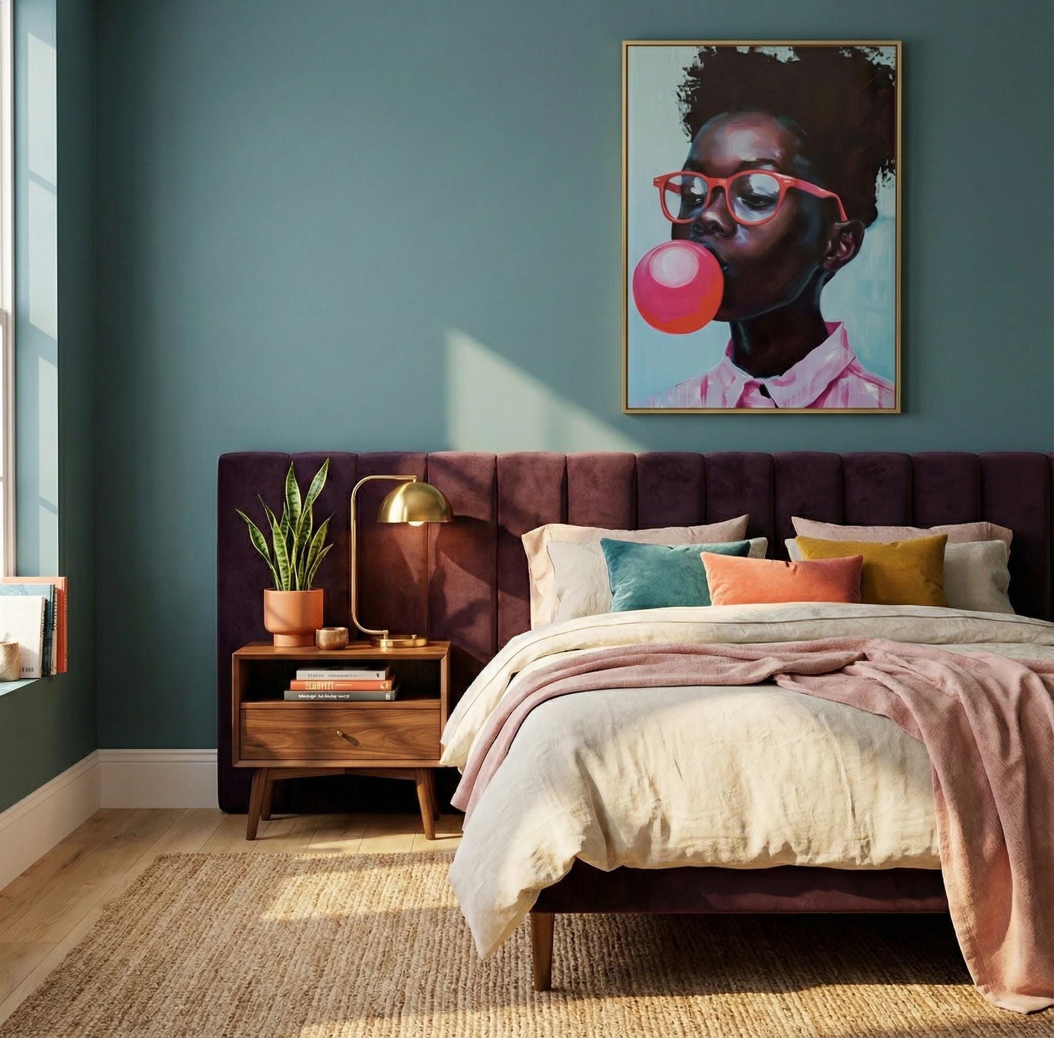 Bubblegum Girl Canvas Art - Trendy Modern Wall Decor