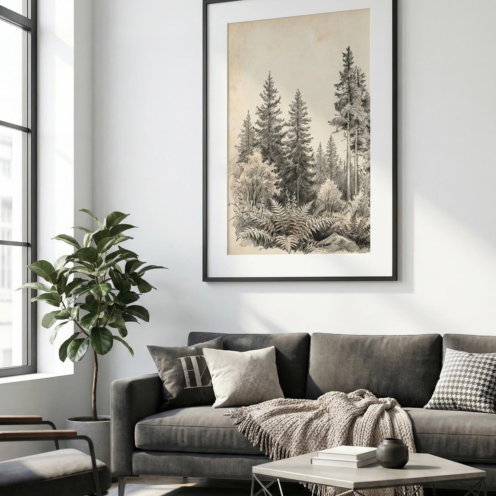 Forest Ink Art Print: Minimalist Mandala - Matte or Canvas