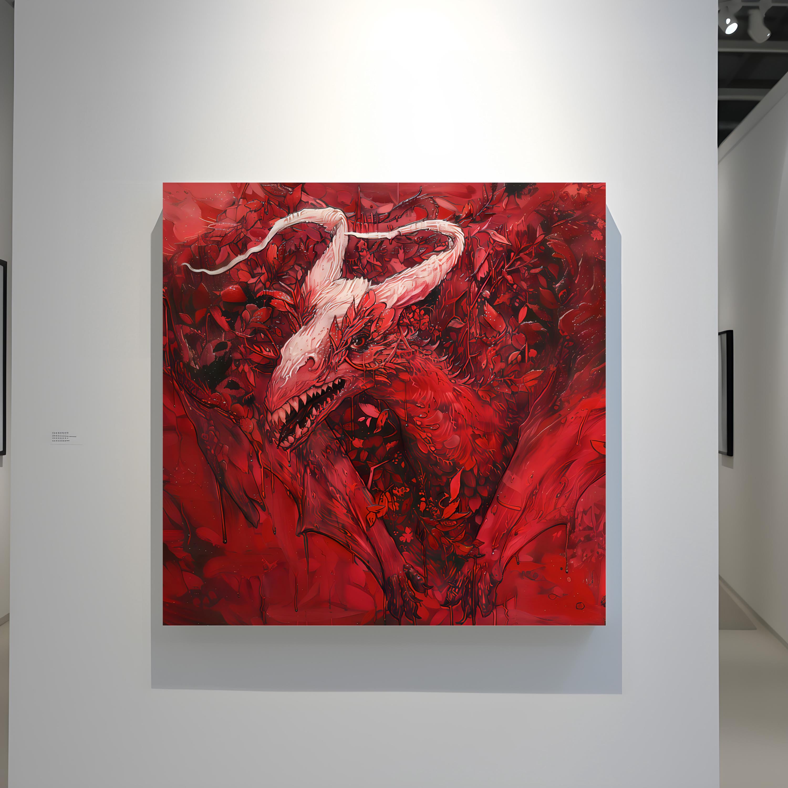 The Crimson Chimera: Red Mystical Creature Art | Dark Fantasy & Mythical Wall Decor