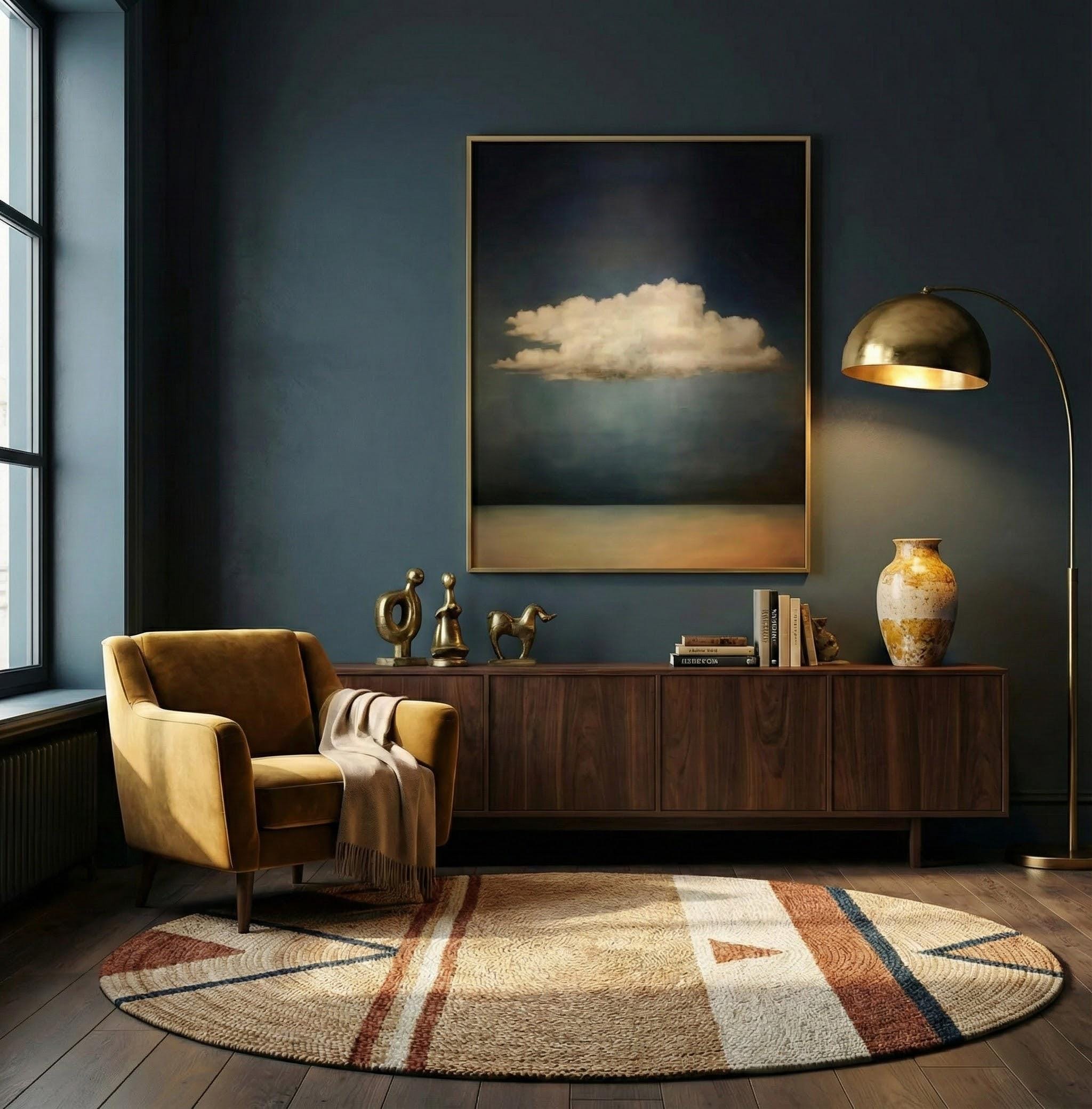 Moody Clouds Wall Art: Vintage Minimalist Print (Muted Palette)