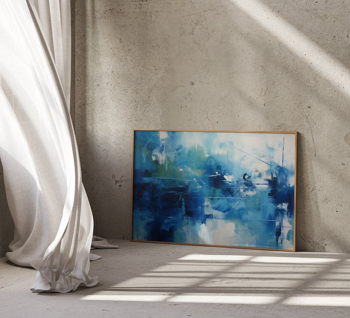 The Blue Deep: Modern Expressionist Abstract Art | Serene & Dynamic Blue Wall Decor