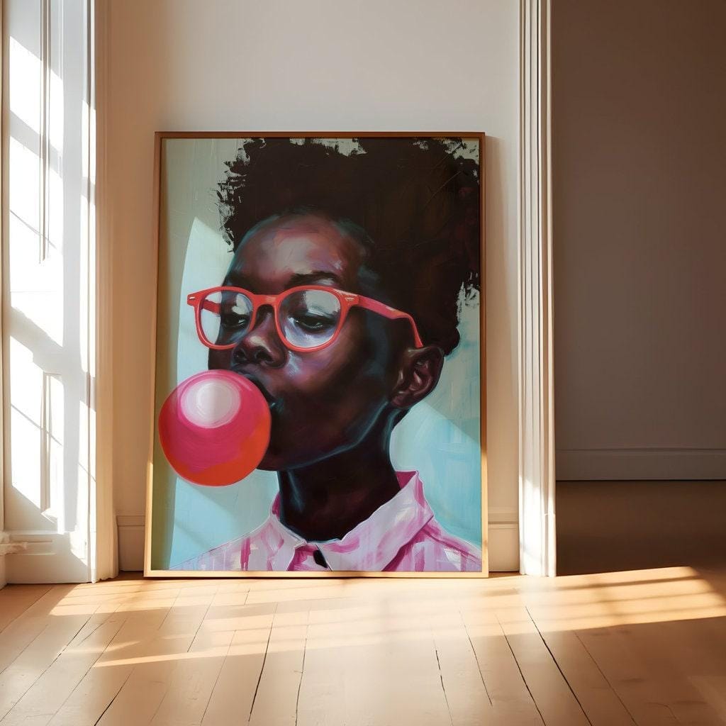 Bold Identity Print: Confident Girl with Glasses (Canvas or Matte Paper)