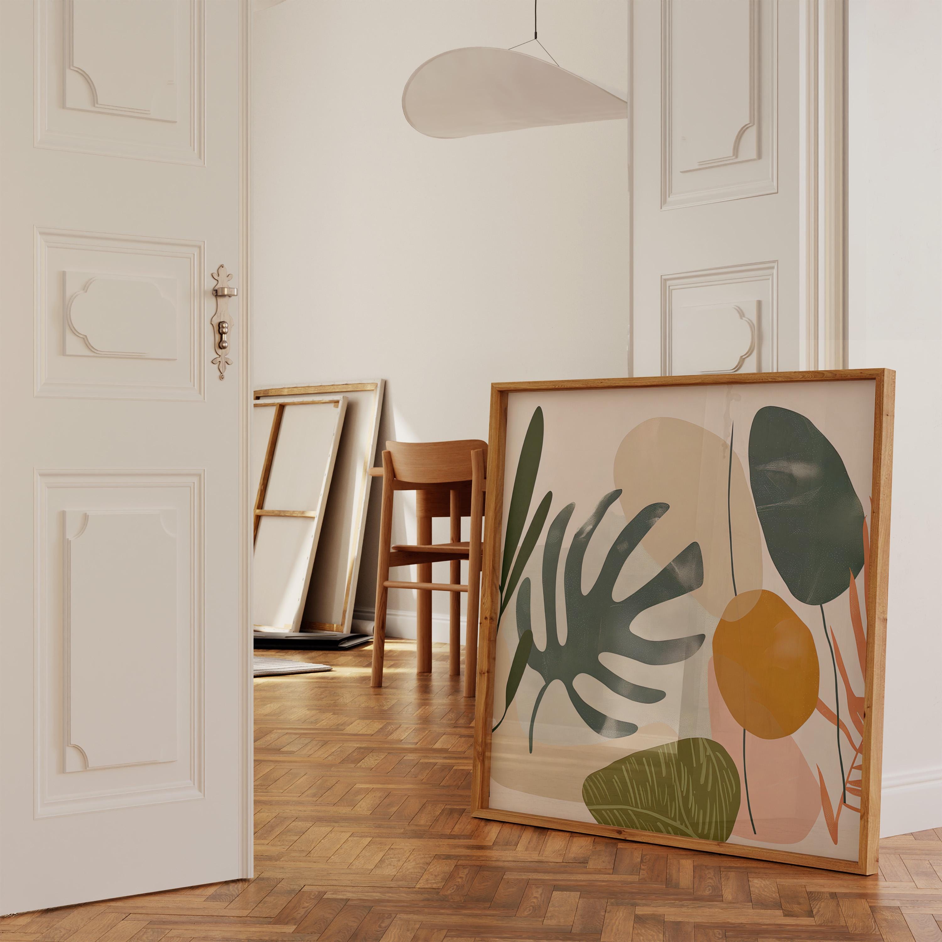 Tropical Rhythms: Mid-Century Modern Abstract Leaf Art | Boho Chic Wall Decor
