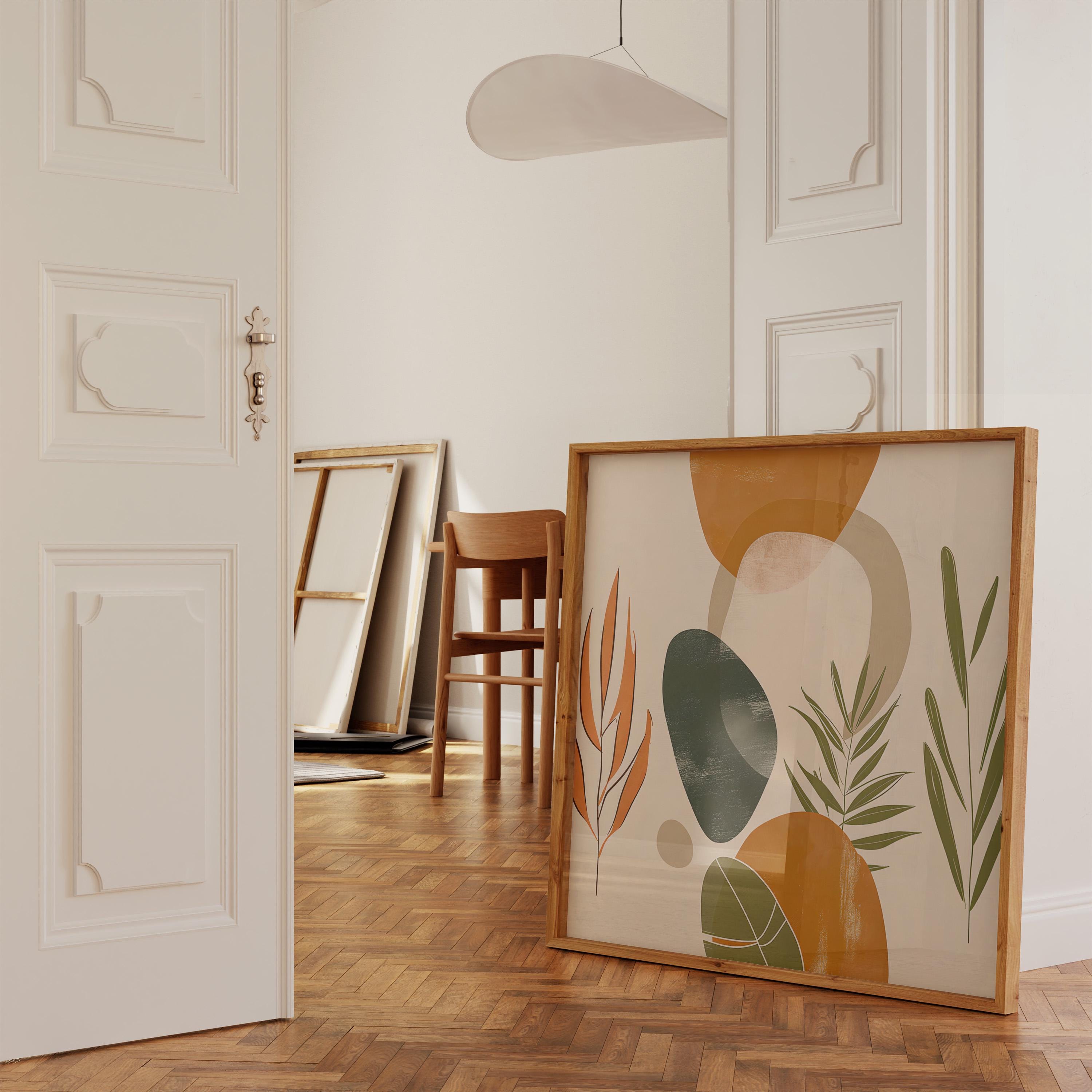Tropical Rhythms: Mid-Century Modern Abstract Leaf Art | Boho Chic Wall Decor
