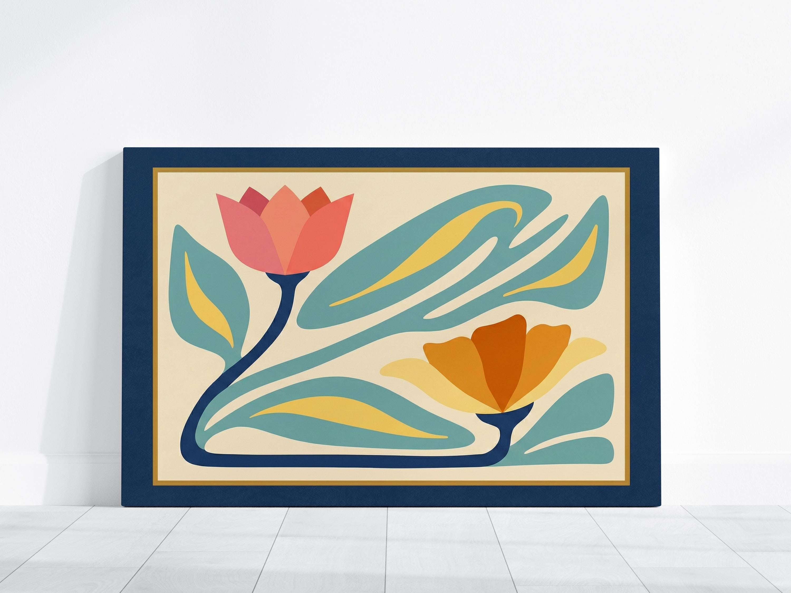 Tulip Wall Art: Danish Pastel Floral - Mid Century Modern Style