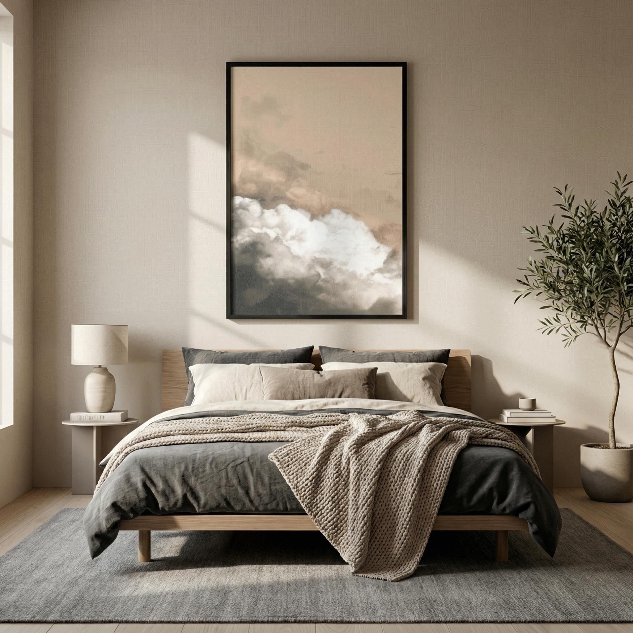 Minimalist Wall Art: Beige Clouds Abstract - Soft, Serene Decor