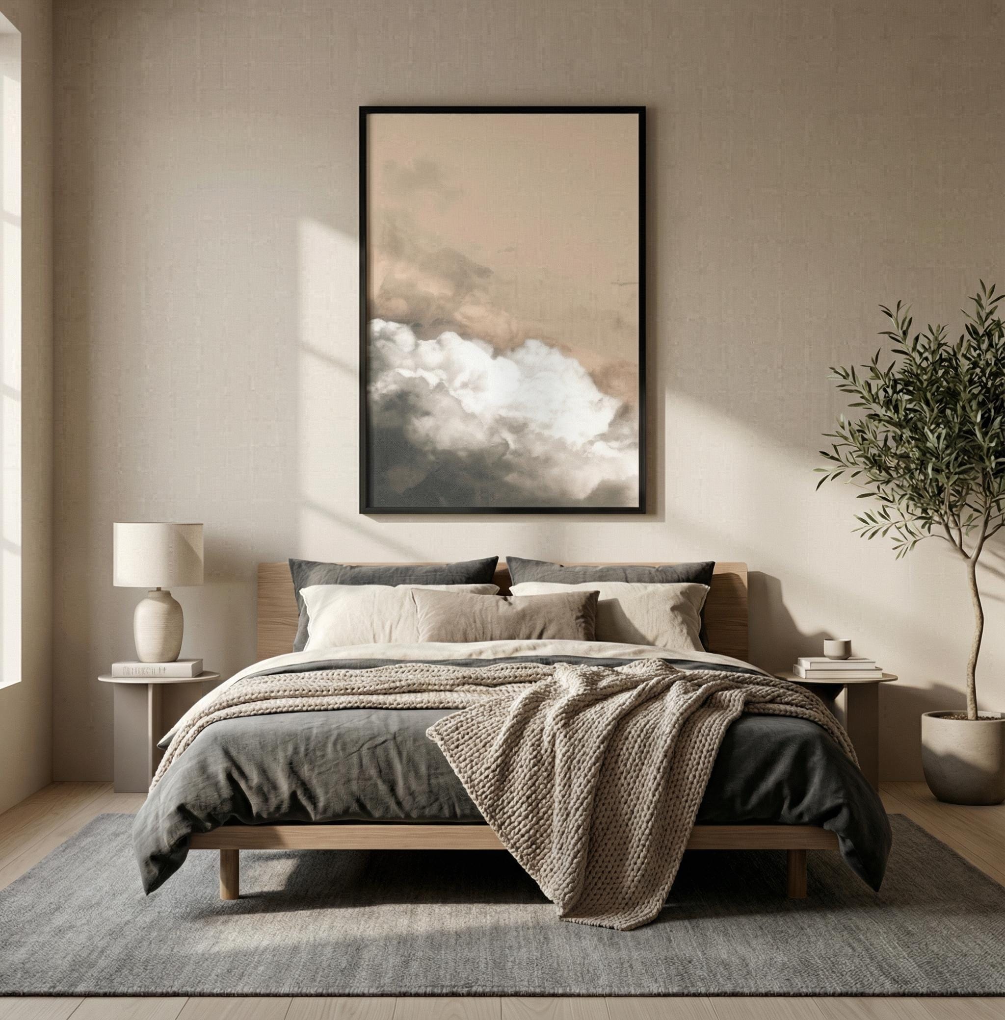 Minimalist Wall Art: Beige Clouds Abstract - Soft, Serene Decor