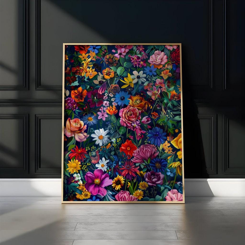 Vibrant Floral Bouquet Canvas Art | Elegant Botanical Still Life Wall Decor