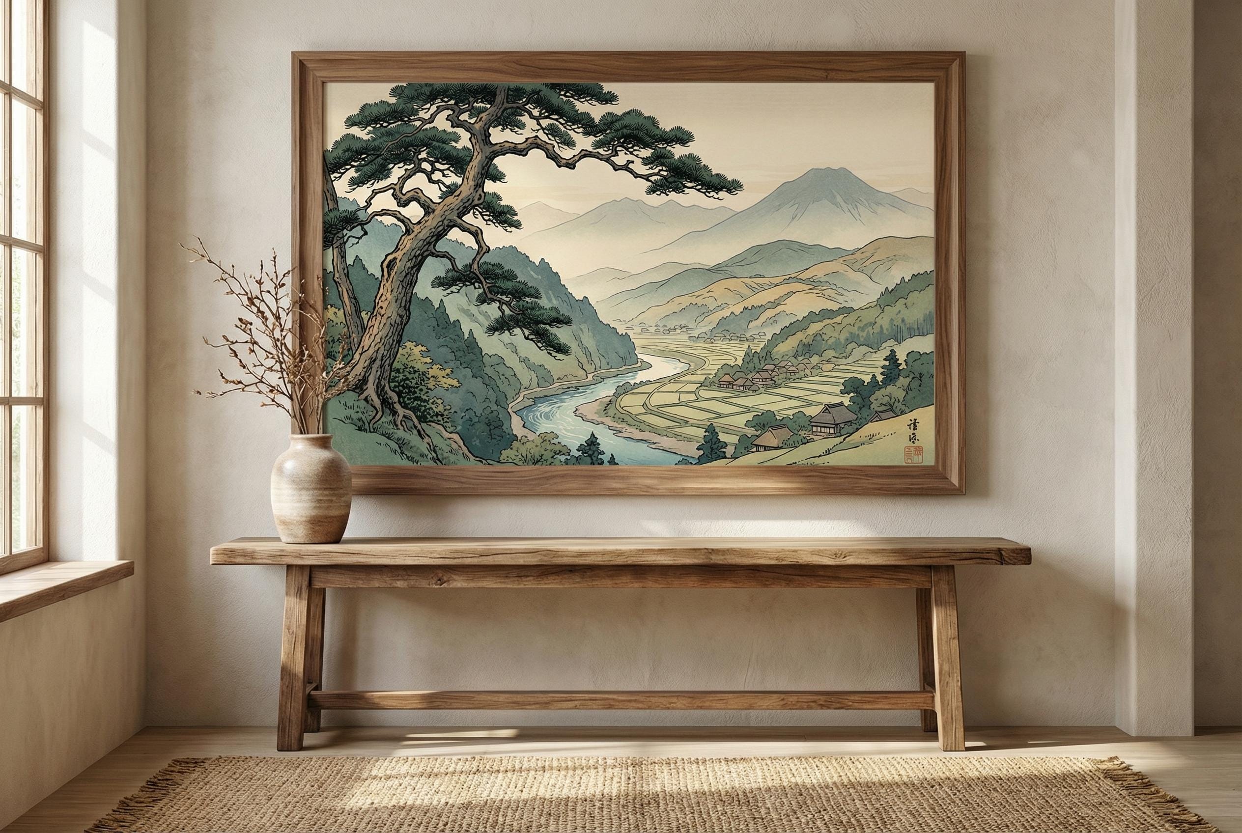 Wall Art Print: Japanese Tree Landscape - Matte or Canvas Options