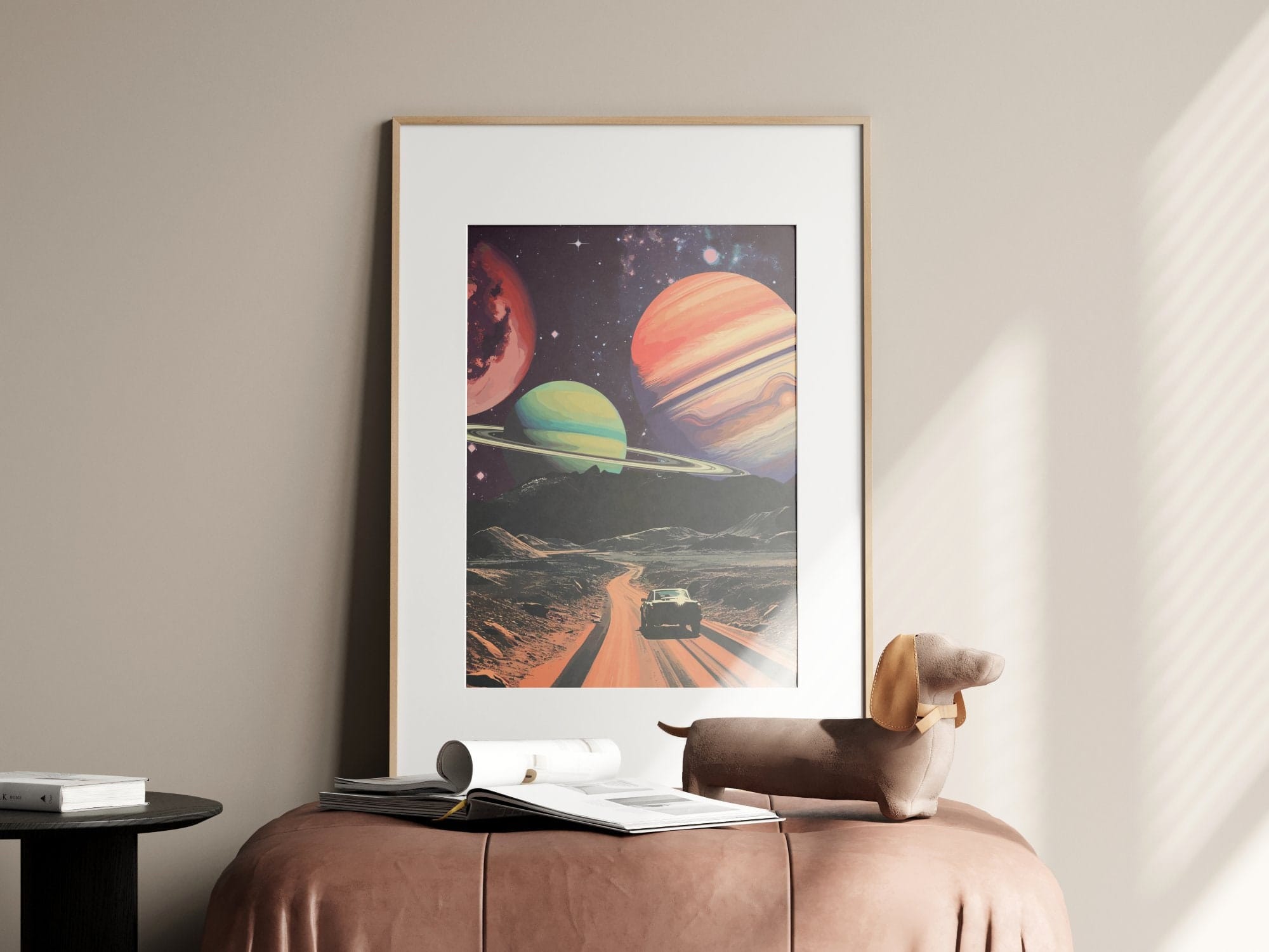 Space Drive Wall Art: Vintage Sci-Fi Collage (Self-Adhesive, Removable)