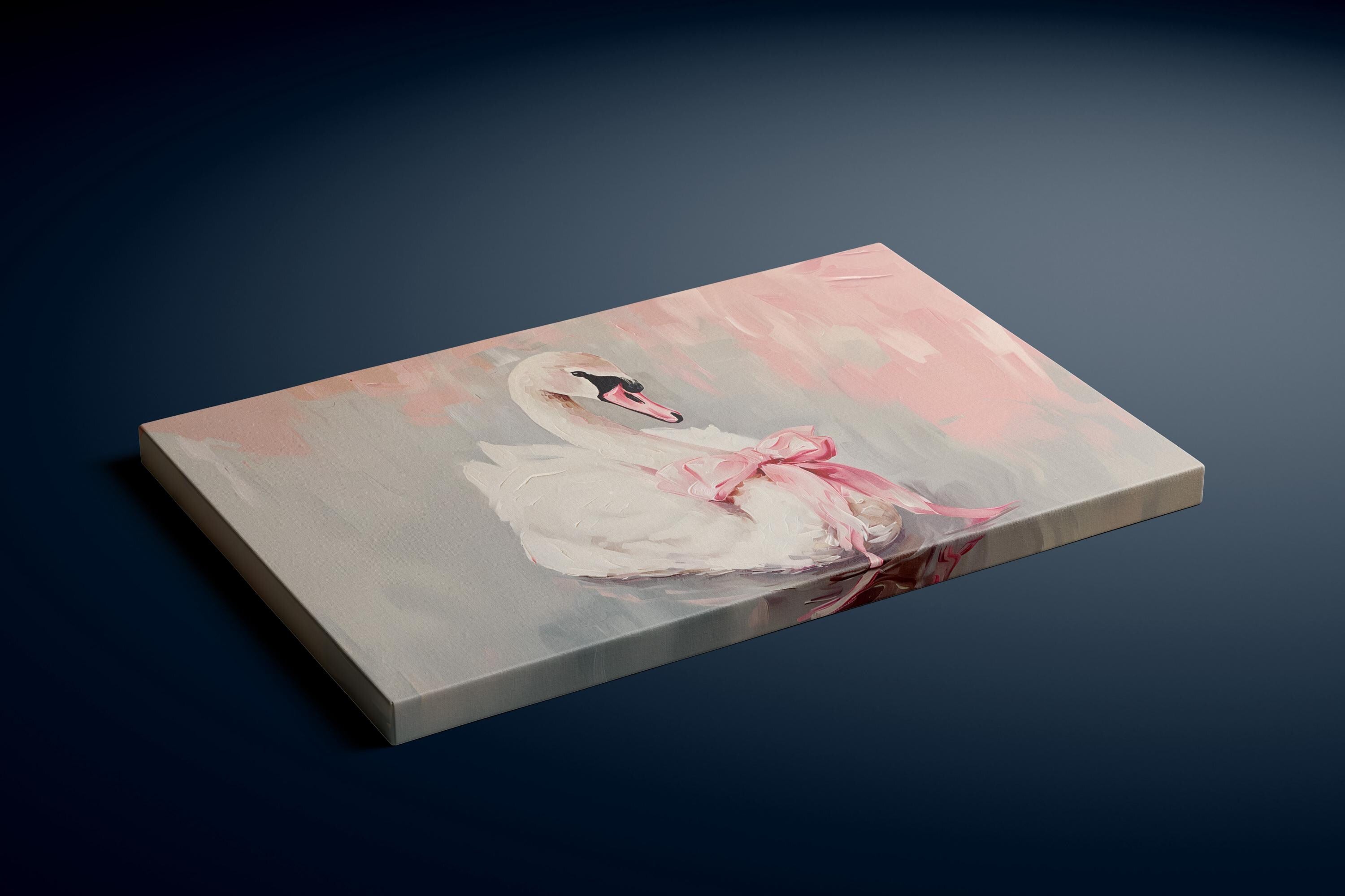 Ballerina Swan: Elegant Pink Bow Art Print | Dreamy Balletcore & Coquette Wall Decor