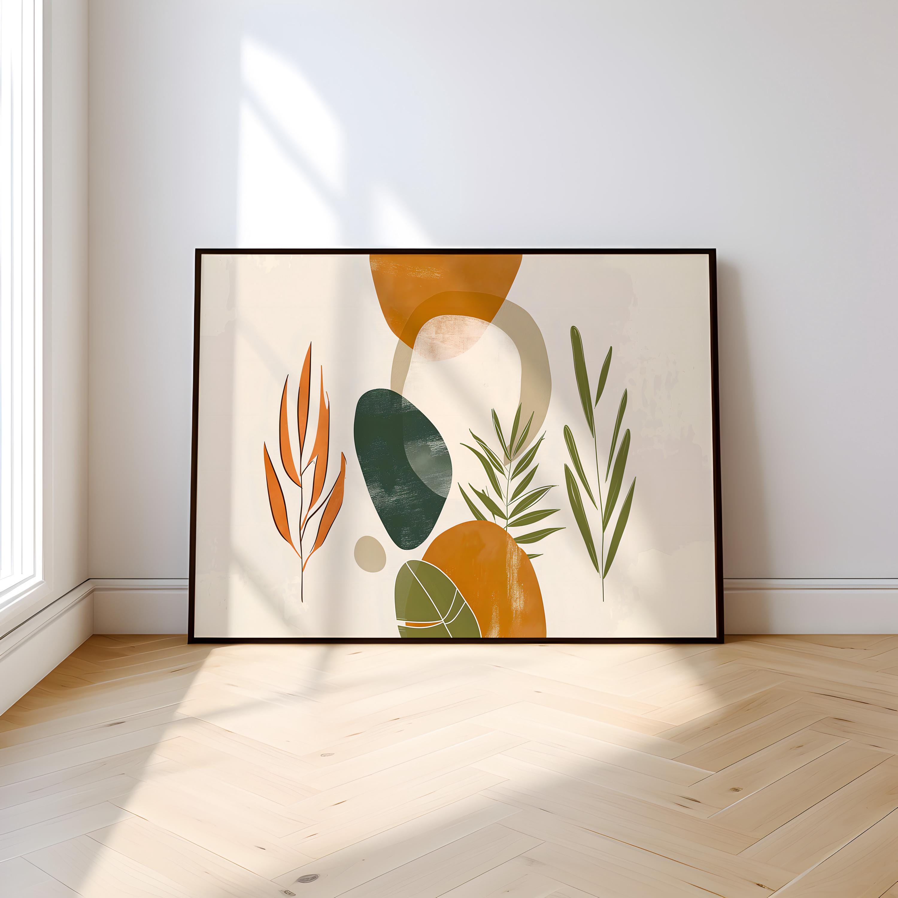 Tropical Rhythms: Mid-Century Modern Abstract Leaf Art | Boho Chic Wall Decor