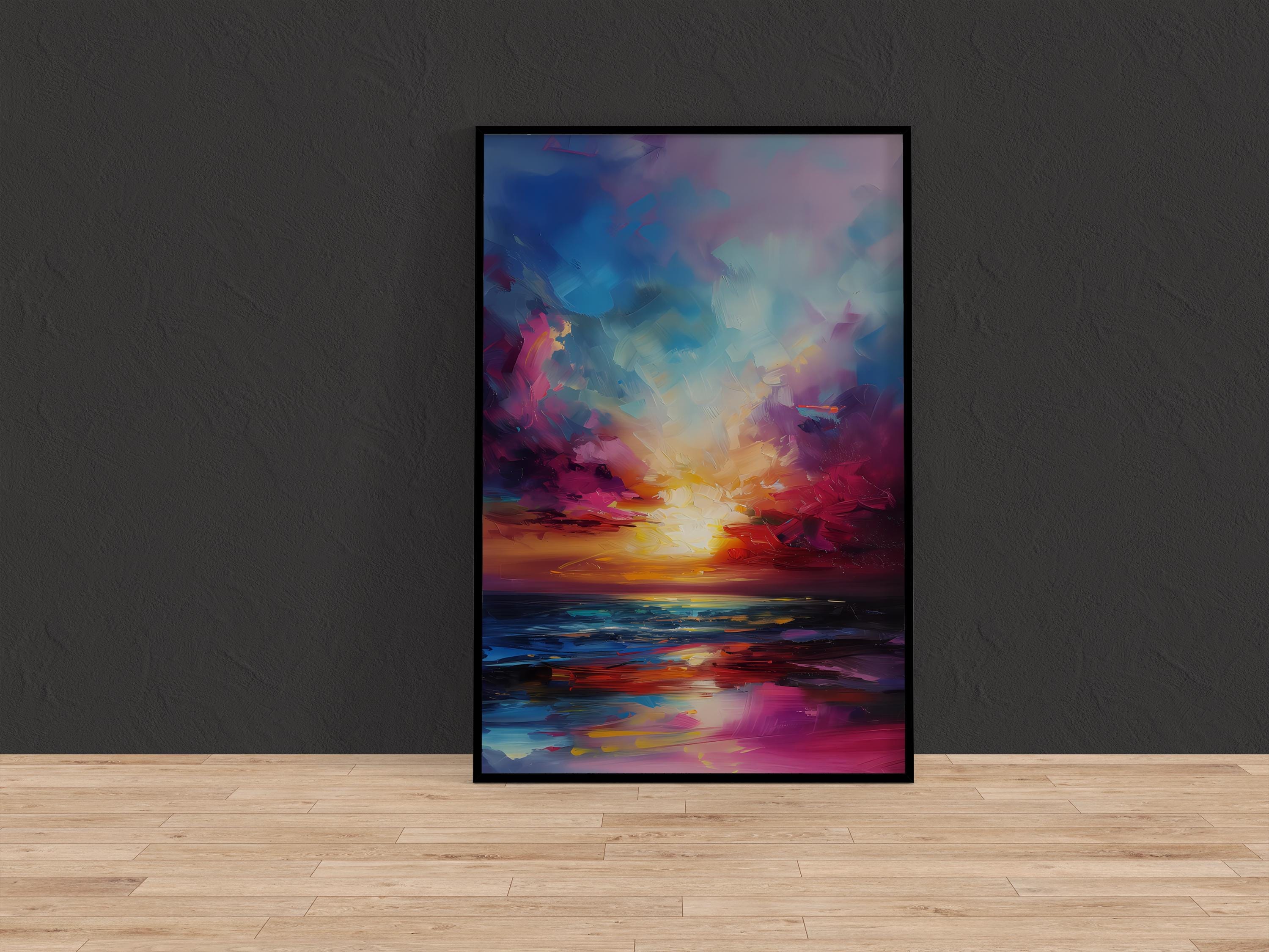 Sunset Wall Decor: Tranquil Abstract Landscape (Framed or Unframed)