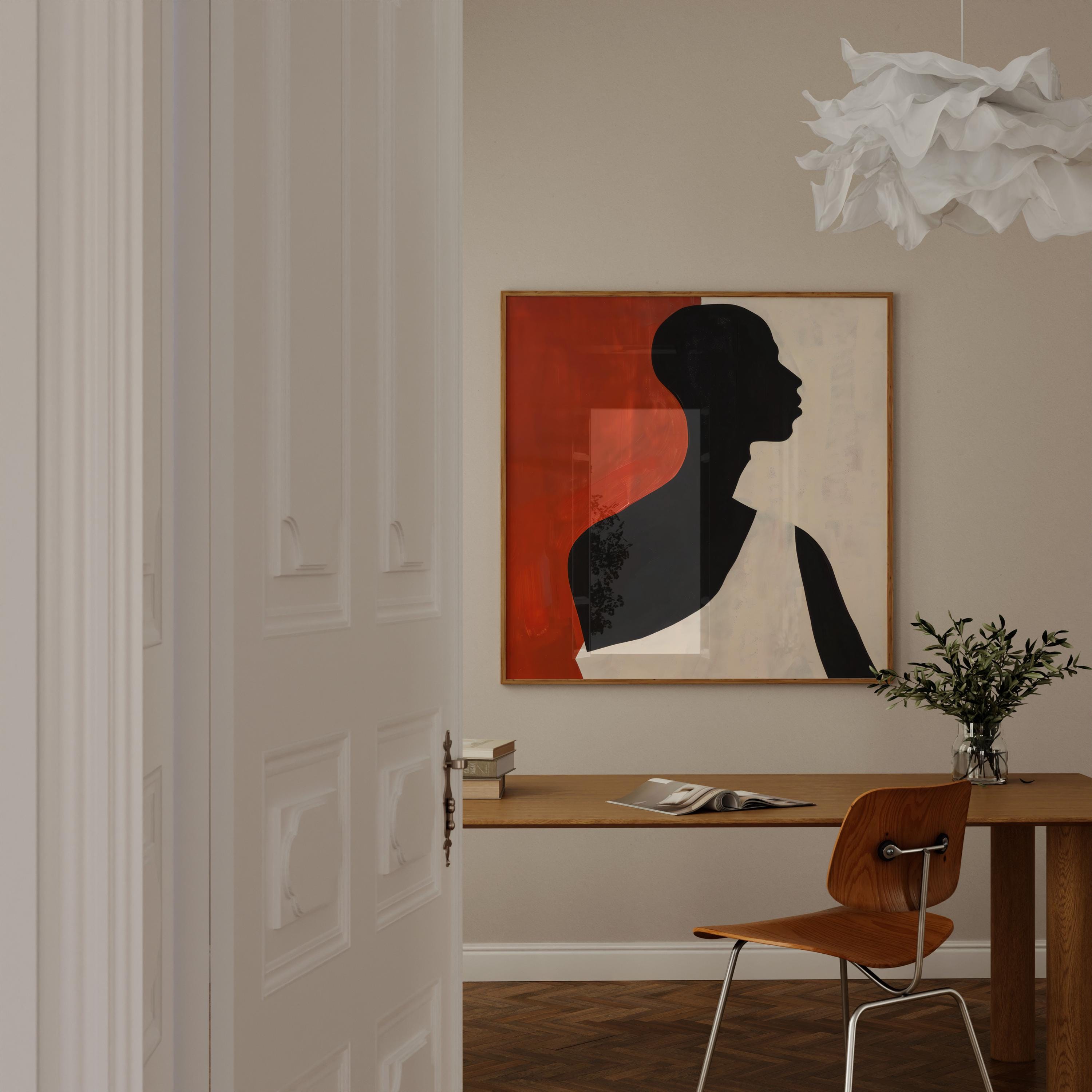 The Red Statement: Bold Minimalist Silhouette Canvas Art | Modern Red & Black Wall Decor