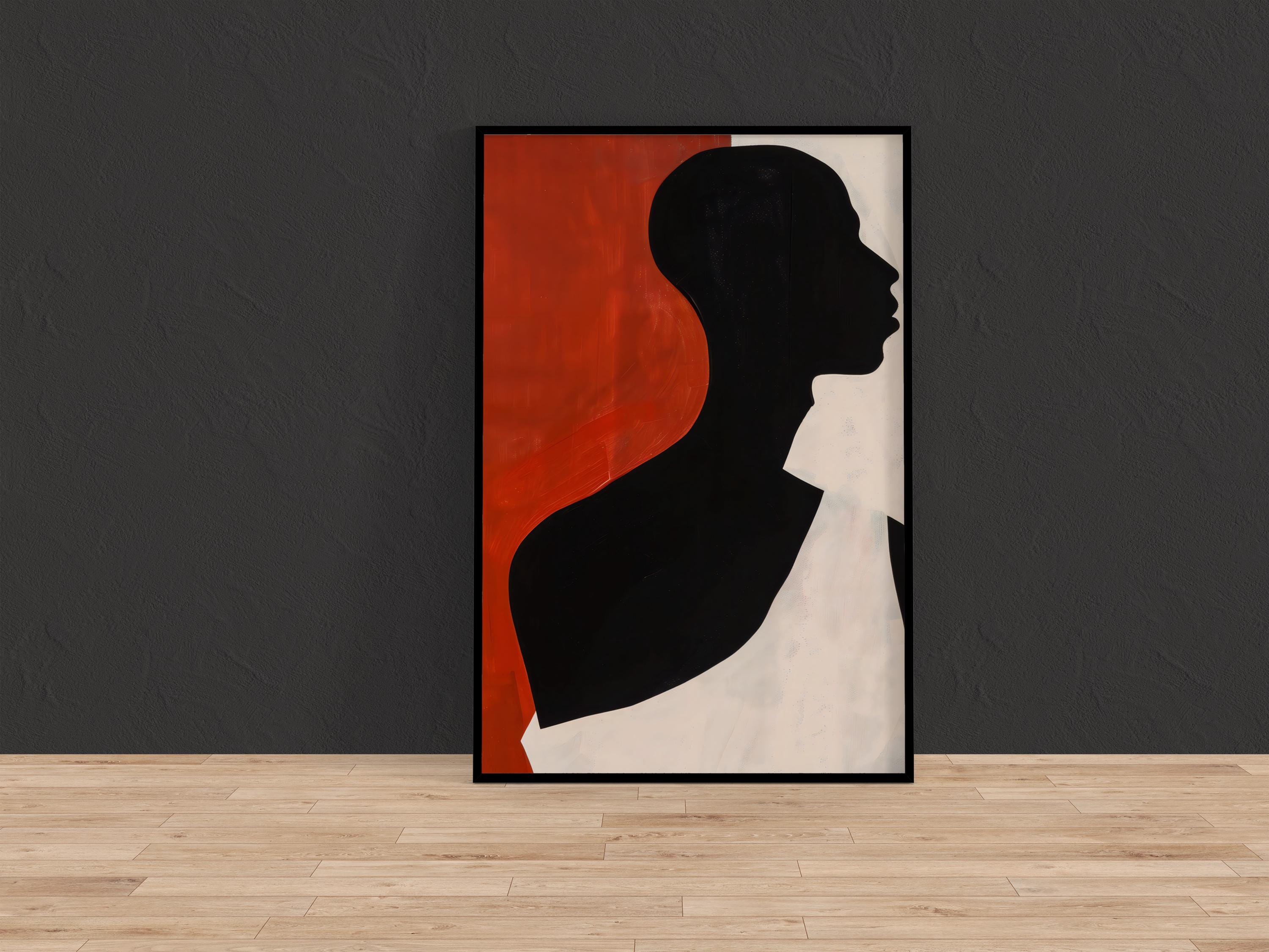 The Red Statement: Bold Minimalist Silhouette Canvas Art | Modern Red & Black Wall Decor