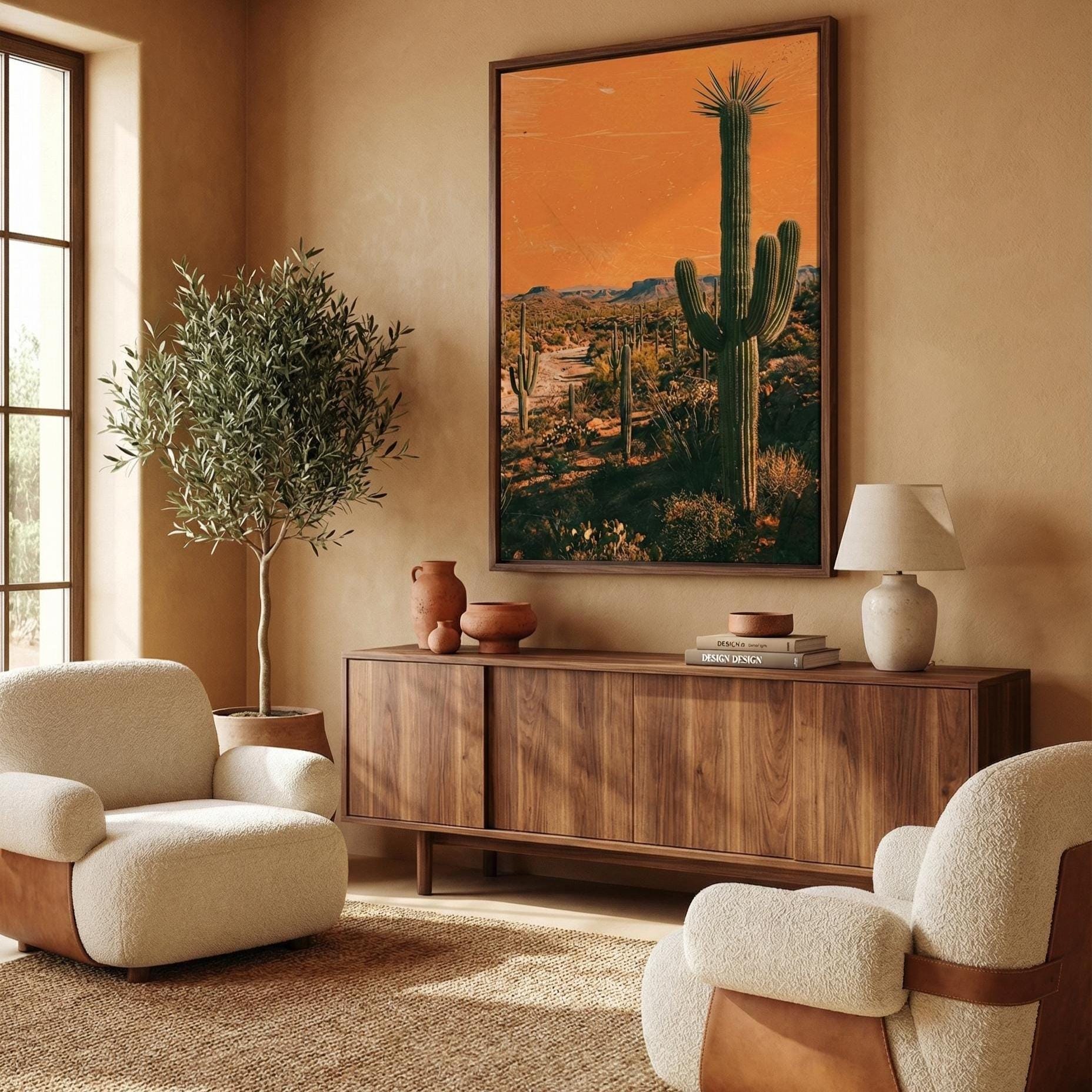 Desert Cactus Wall Art Print: Matte or Canvas, Framed Options
