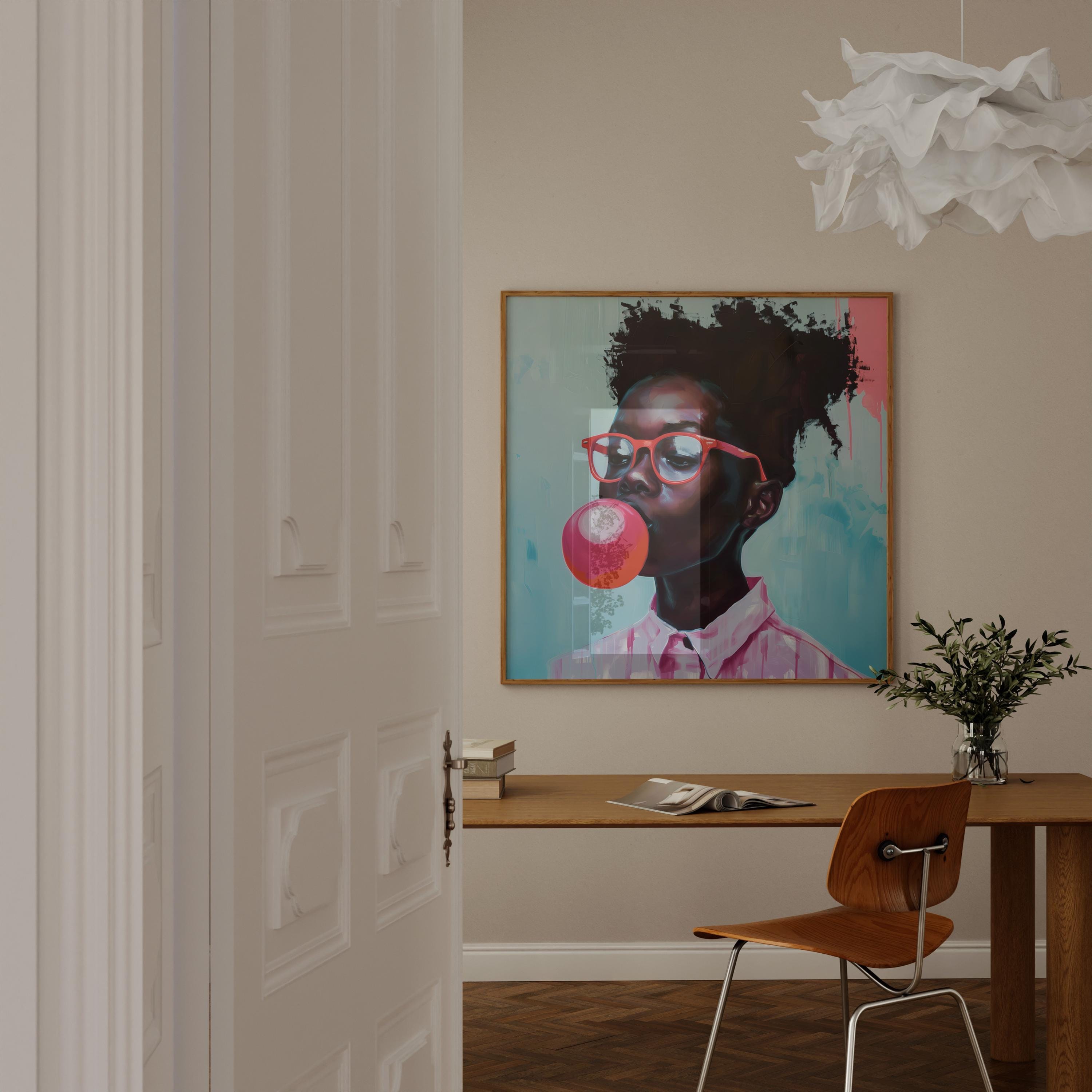 Bubblegum Girl Canvas Art - Trendy Modern Wall Decor