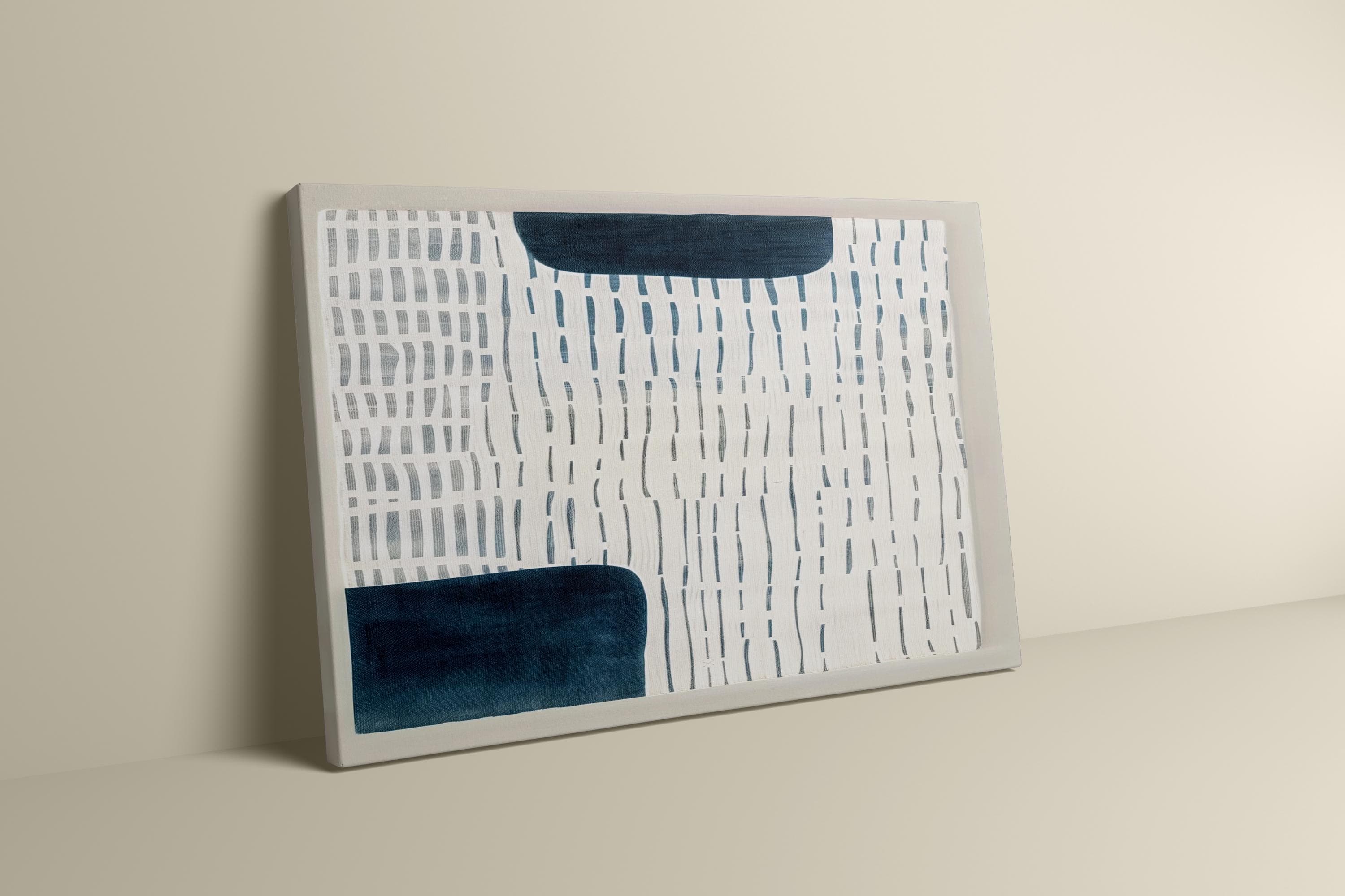 Serene Abstract Wall Art - White and Persian Blue Calm Flow