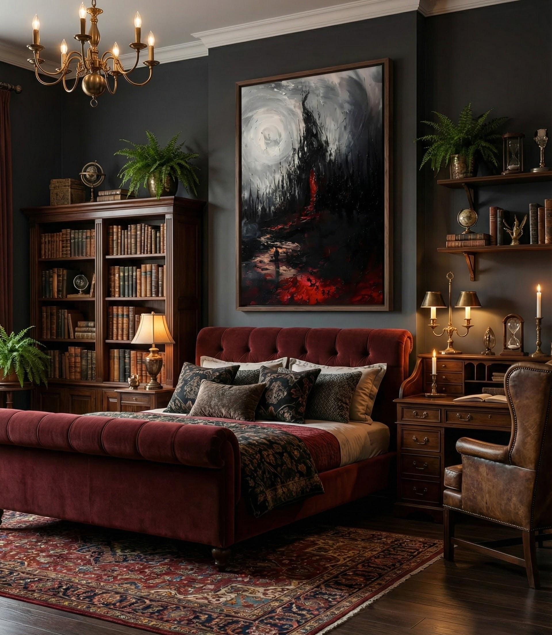 Abstract Charcoal Art: Moody Gothic Wall Decor - Dark & Intense