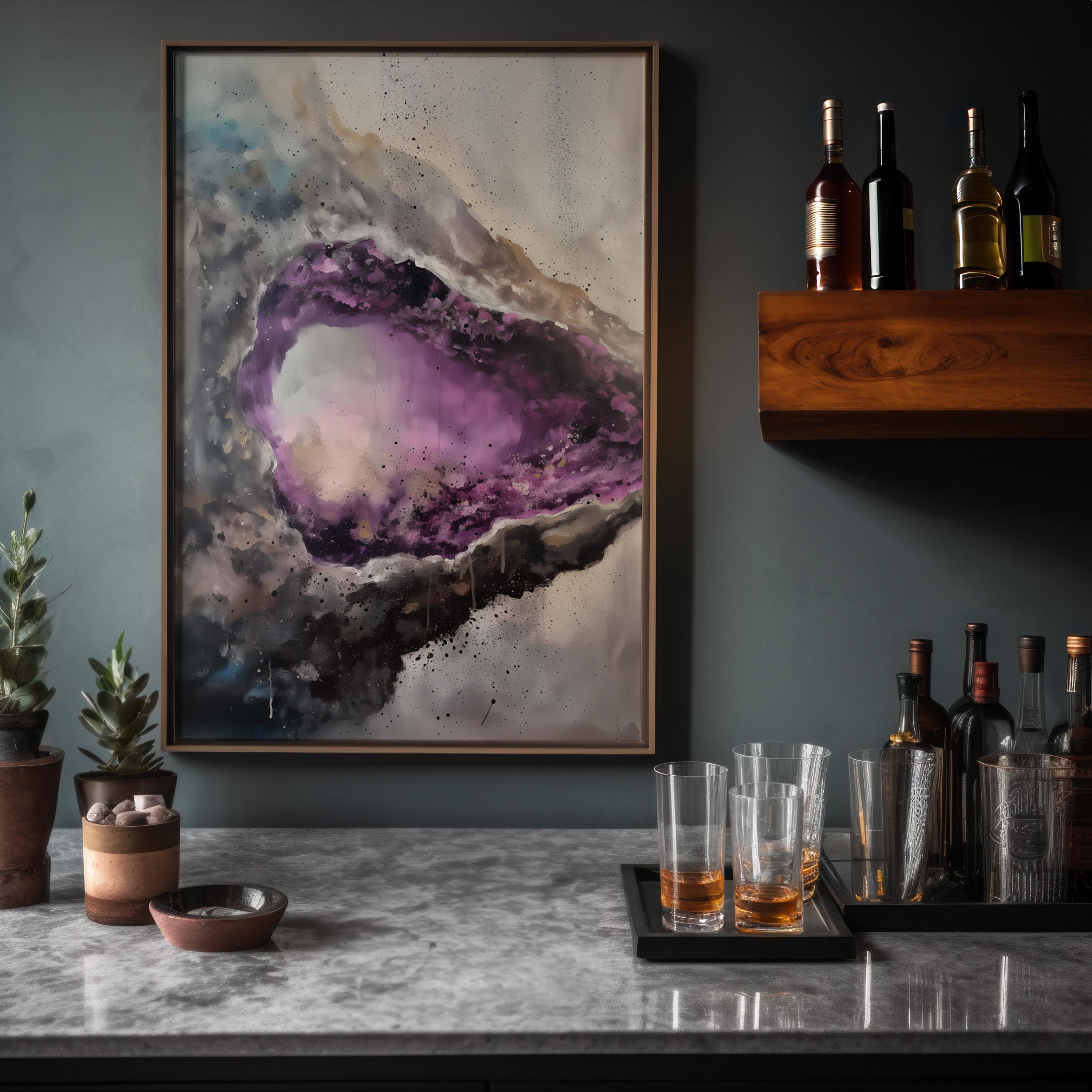 Radiant Geode Abstract Canvas Art | Elegant Blue & Gold Crystal Wall Decor