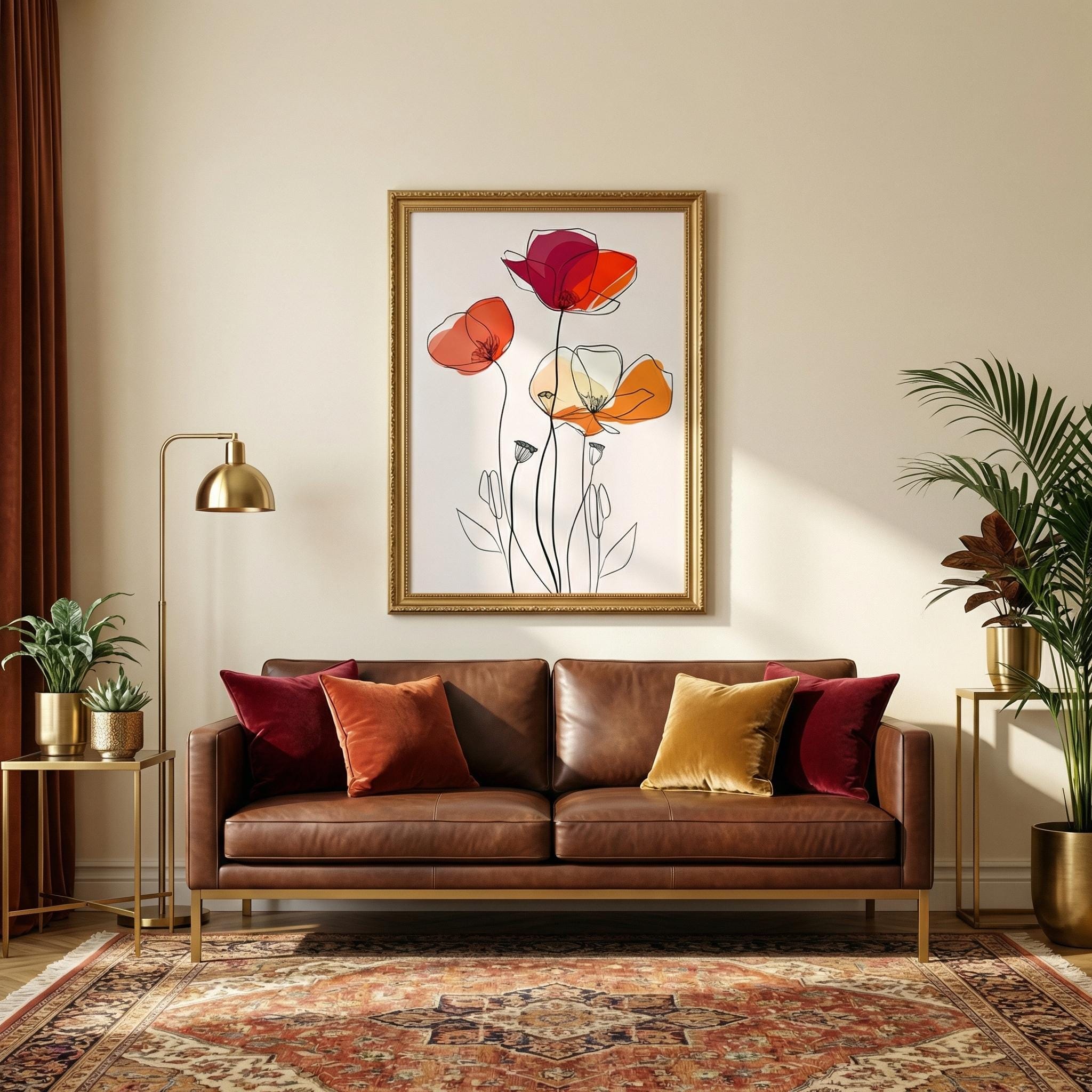 Minimalist Floral Wall Art - Simple Line Drawing on Canvas