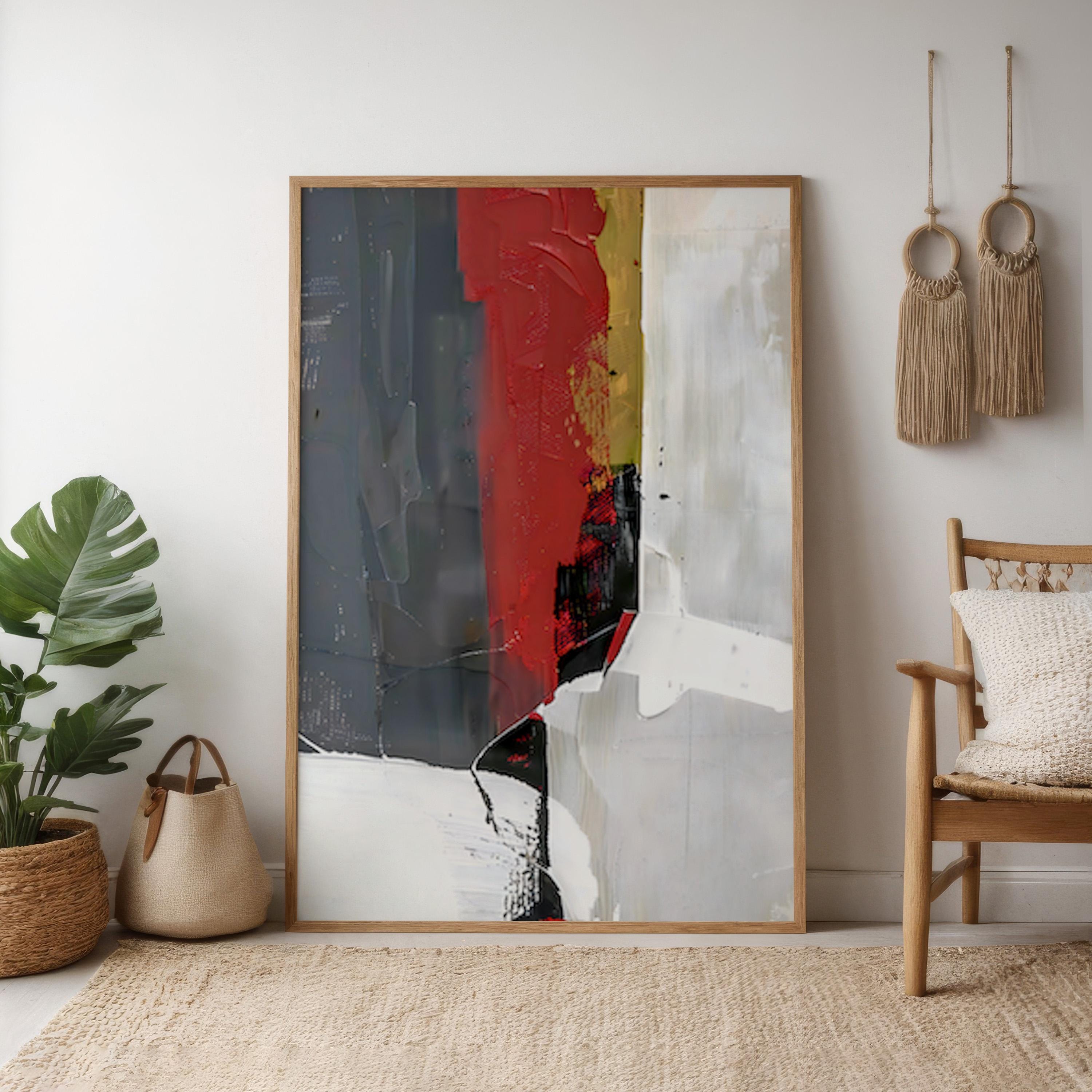The Labyrinth: Red, Black & White Abstract Expressionist Art | Dynamic & Modern Wall Decor