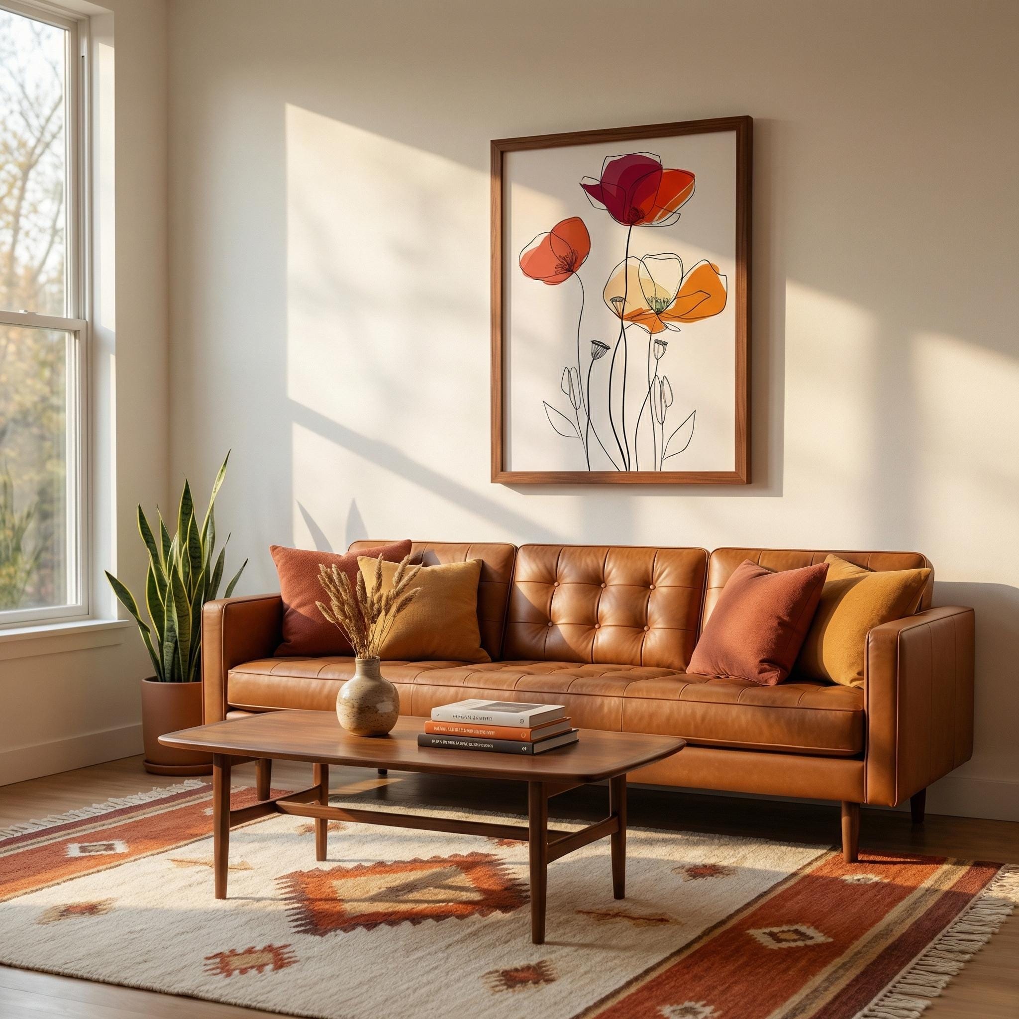 Minimalist Floral Wall Art - Simple Line Drawing on Canvas