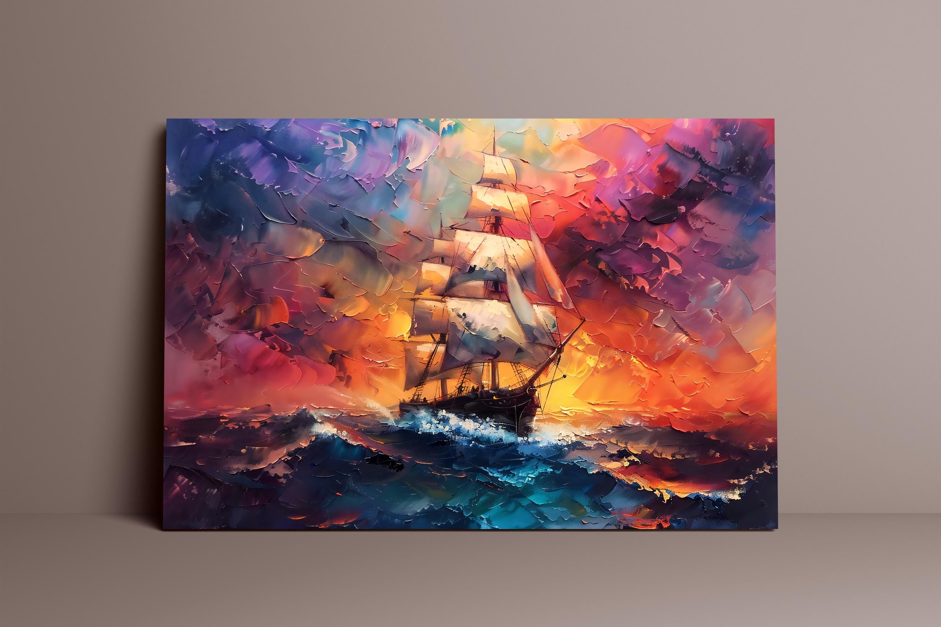 The Fire Ship: Dramatic Sailing Adventure Art | Supernatural & Otherworldly Seascape