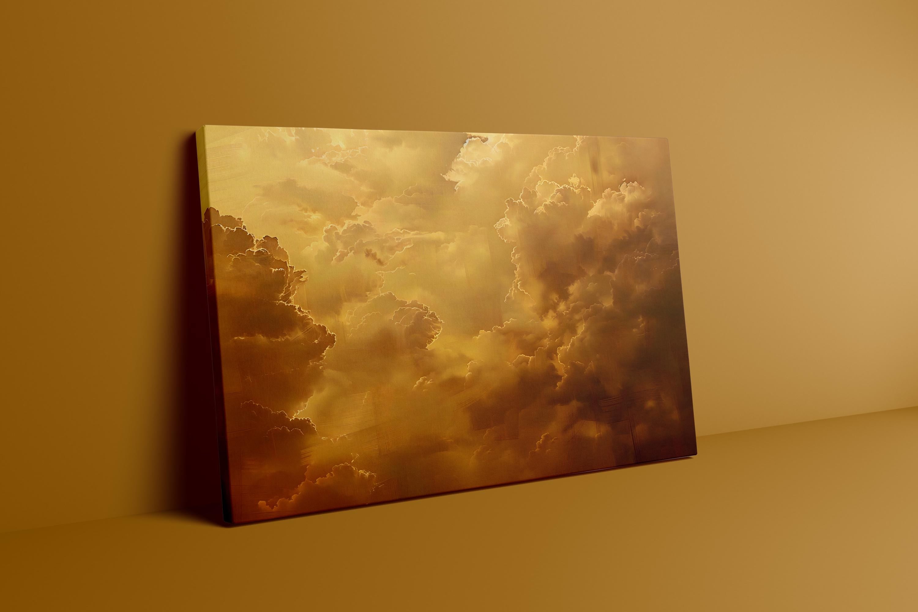 The Golden Firmament: Ethereal & Majestic Golden Cloudscape | Serene & Uplifting Sky Art