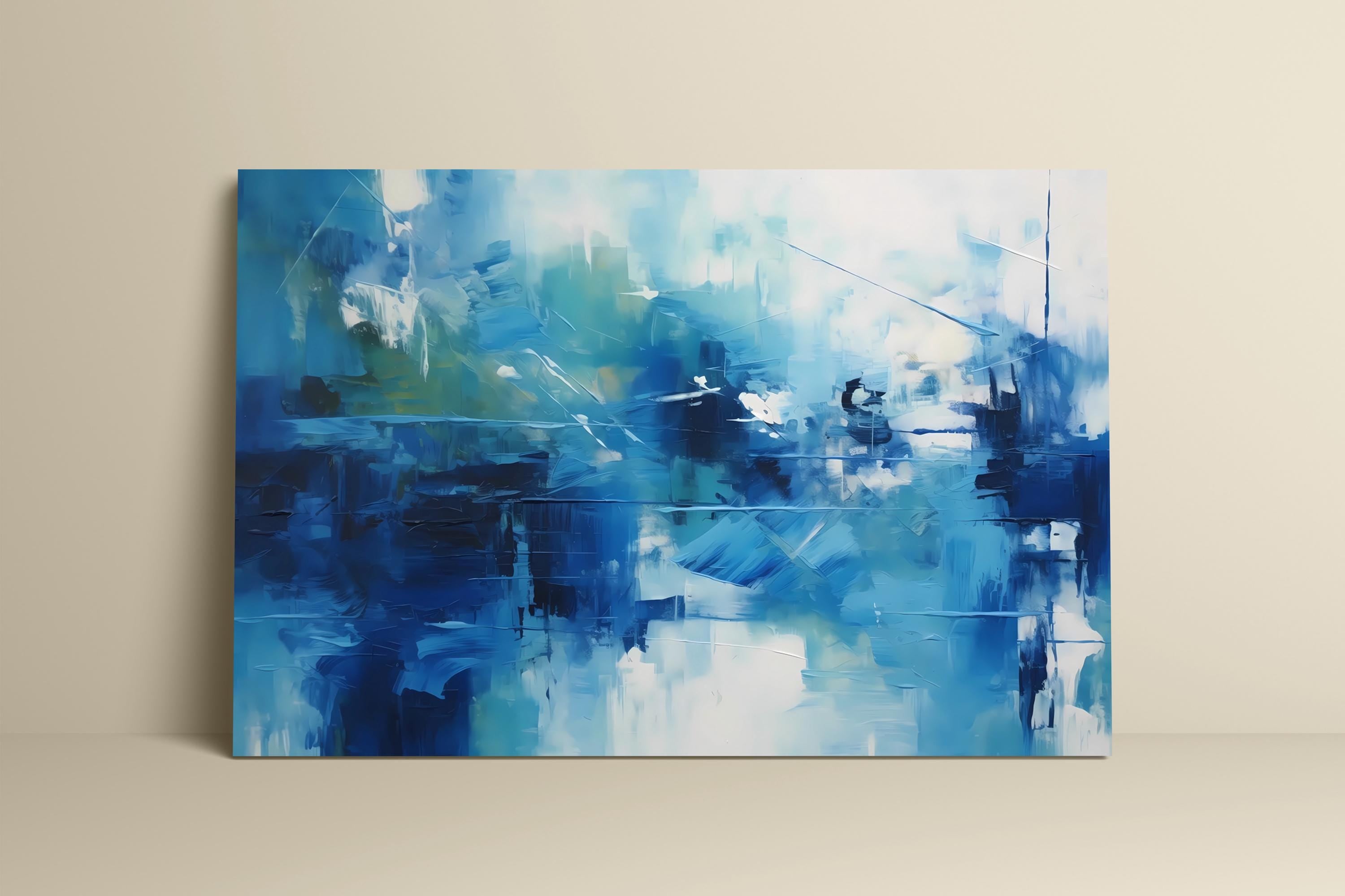 The Blue Deep: Modern Expressionist Abstract Art | Serene & Dynamic Blue Wall Decor