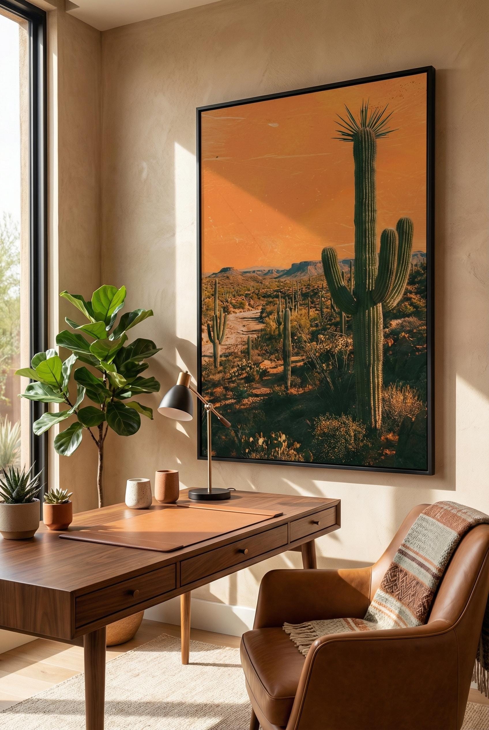 Desert Cactus Wall Art Print: Matte or Canvas, Framed Options