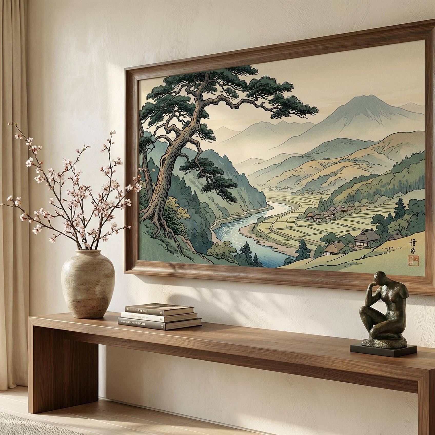 Wall Art Print: Japanese Tree Landscape - Matte or Canvas Options