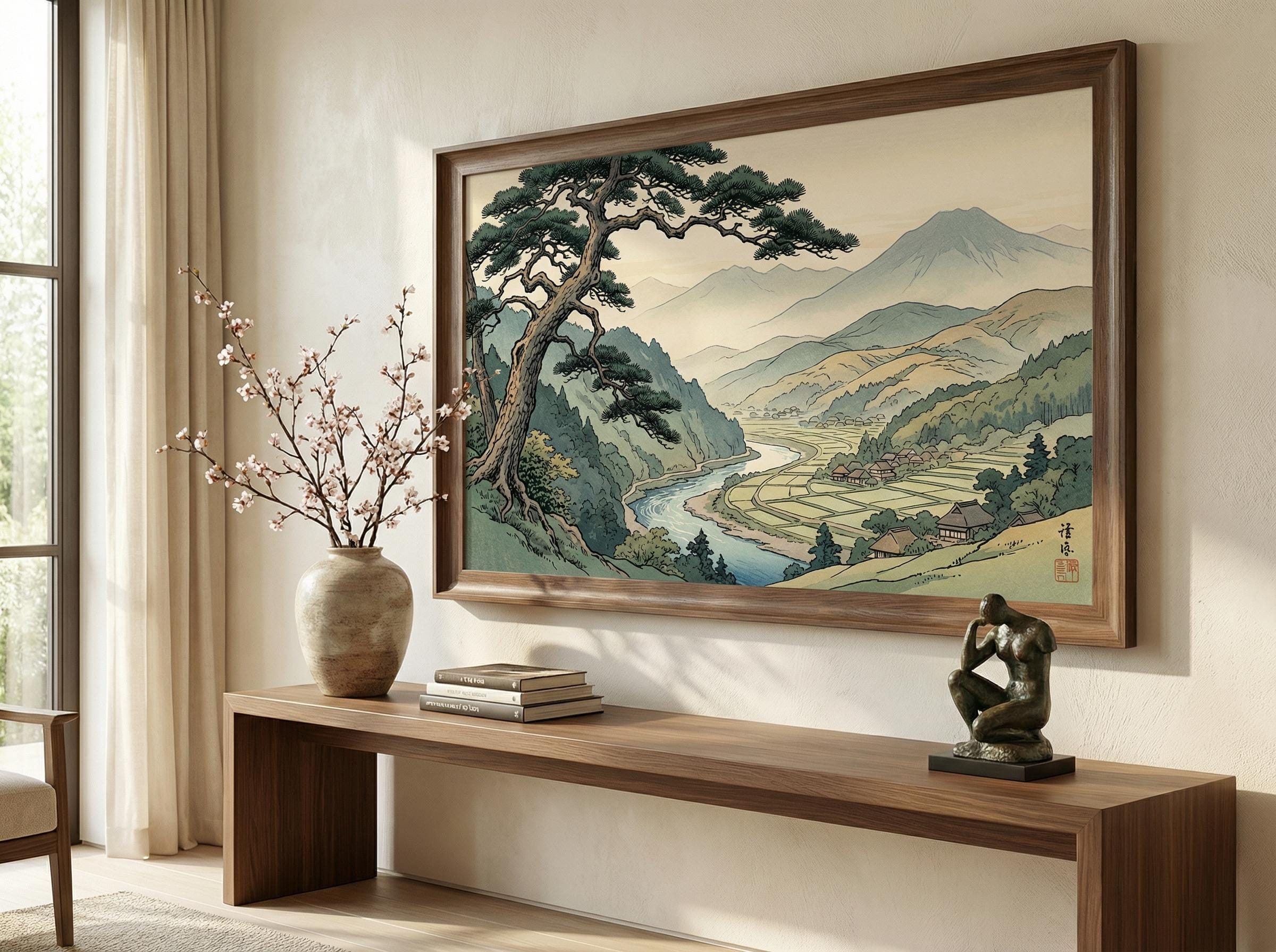 Wall Art Print: Japanese Tree Landscape - Matte or Canvas Options