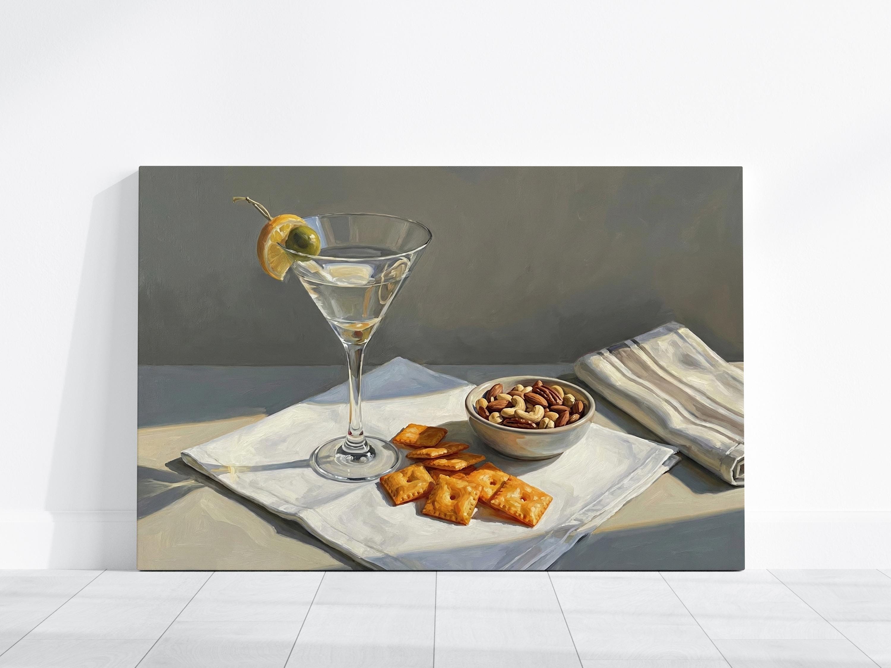Cocktail Wall Art: Martini with Lemon Twist - Mid Century Modern Style
