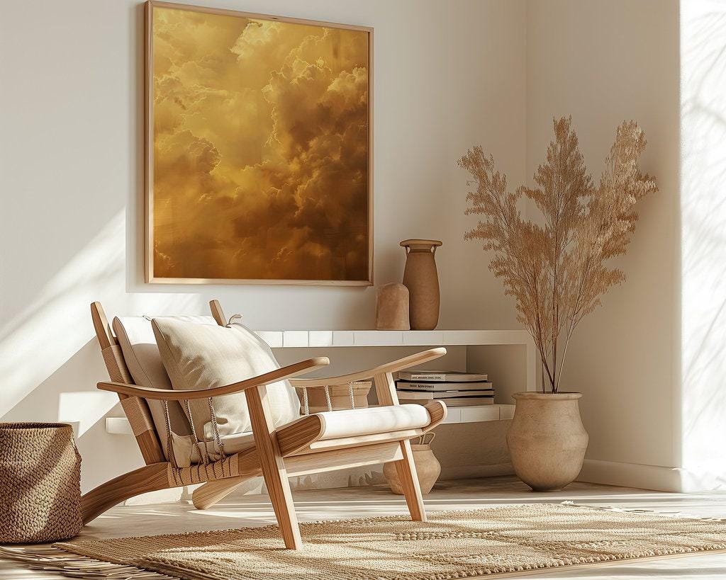 The Golden Firmament: Ethereal & Majestic Golden Cloudscape | Serene & Uplifting Sky Art