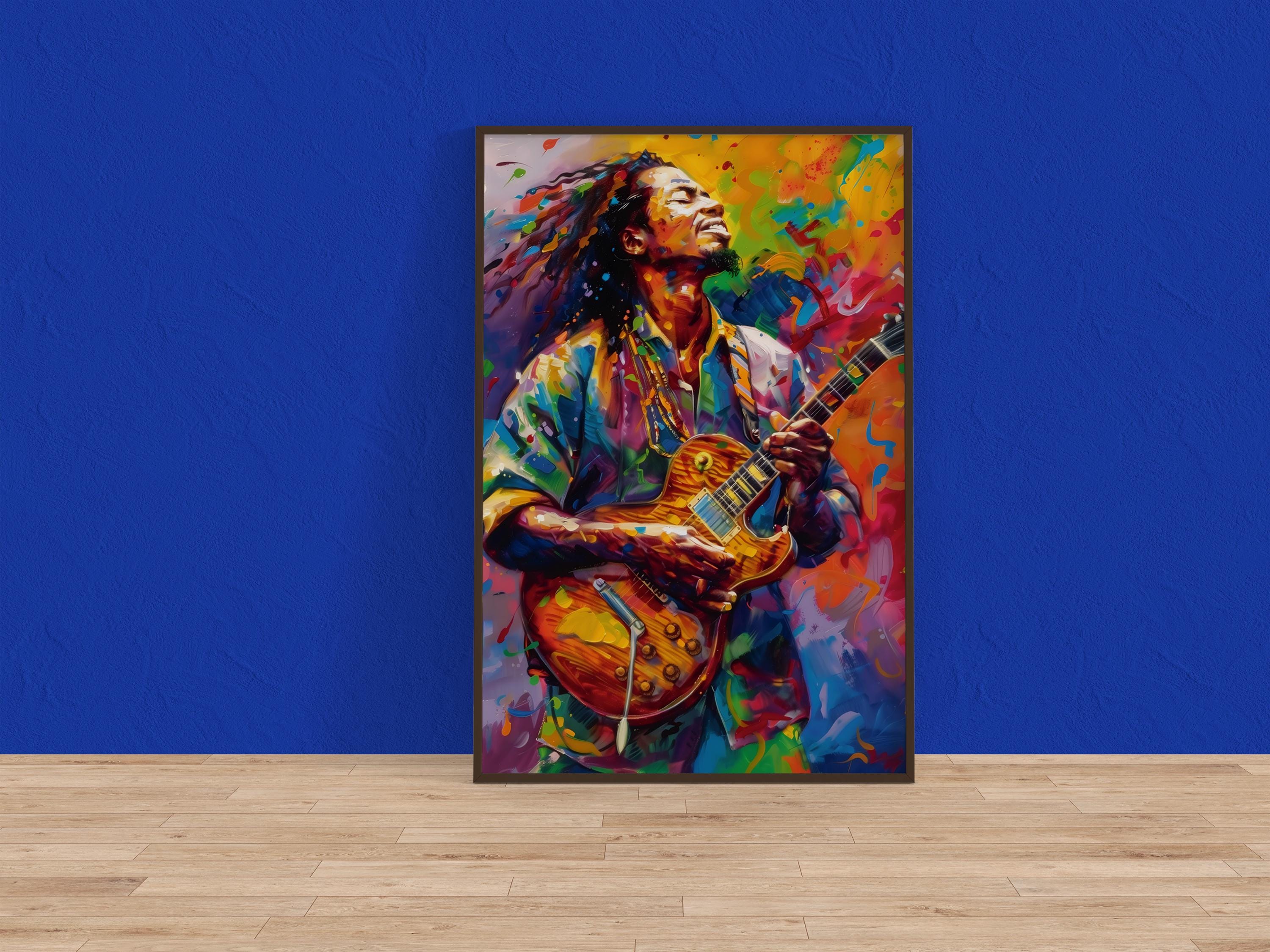 Electric Soul: Vibrant Guitarist Abstract Art | Colorful & Expressive Music Wall Decor