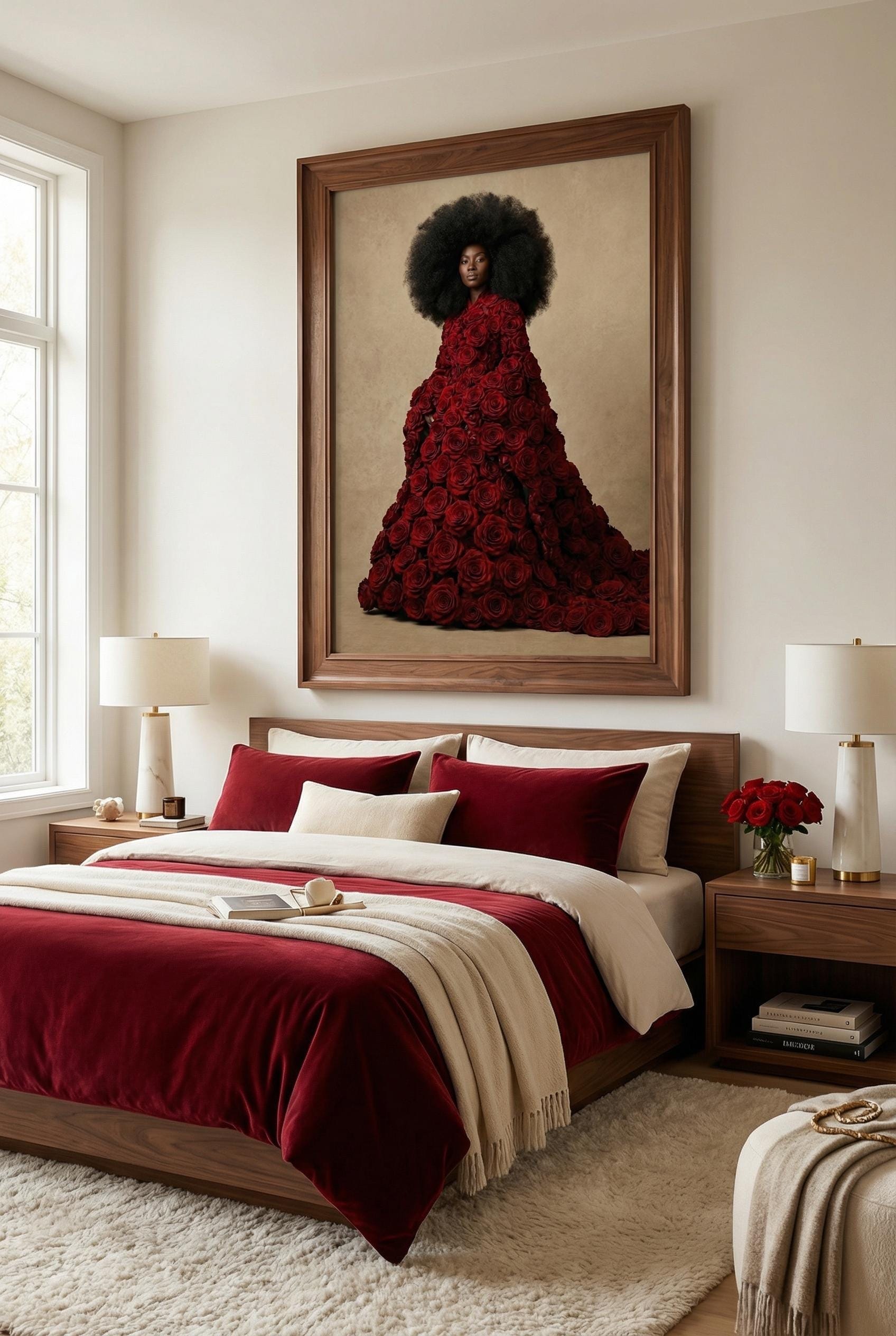Flower Dress Wall Art: Black Woman Portrait (Framed or Canvas)