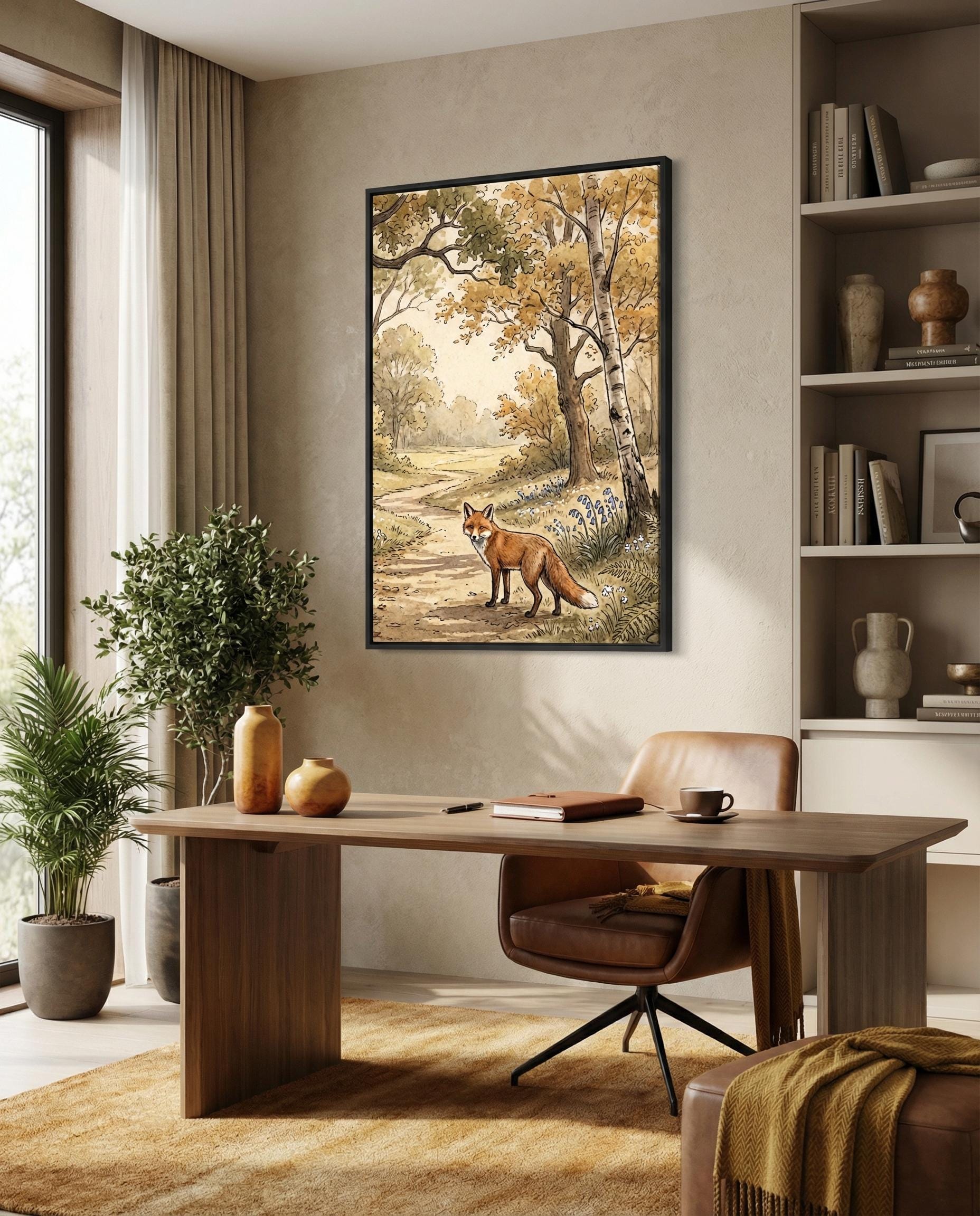 Art Print: Fox and Wine Glass - Matte, Canvas, Framed