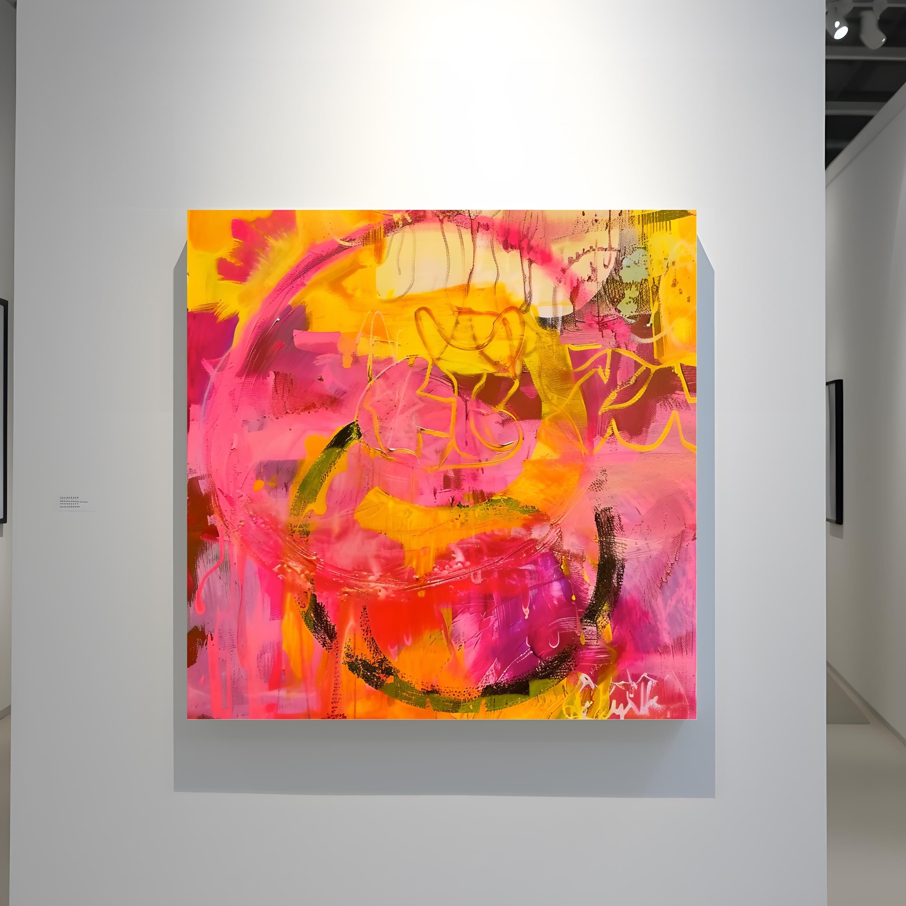 Modern Abstract Painting, Pink and Yellow Bold Brushstrokes (Canvas Print)