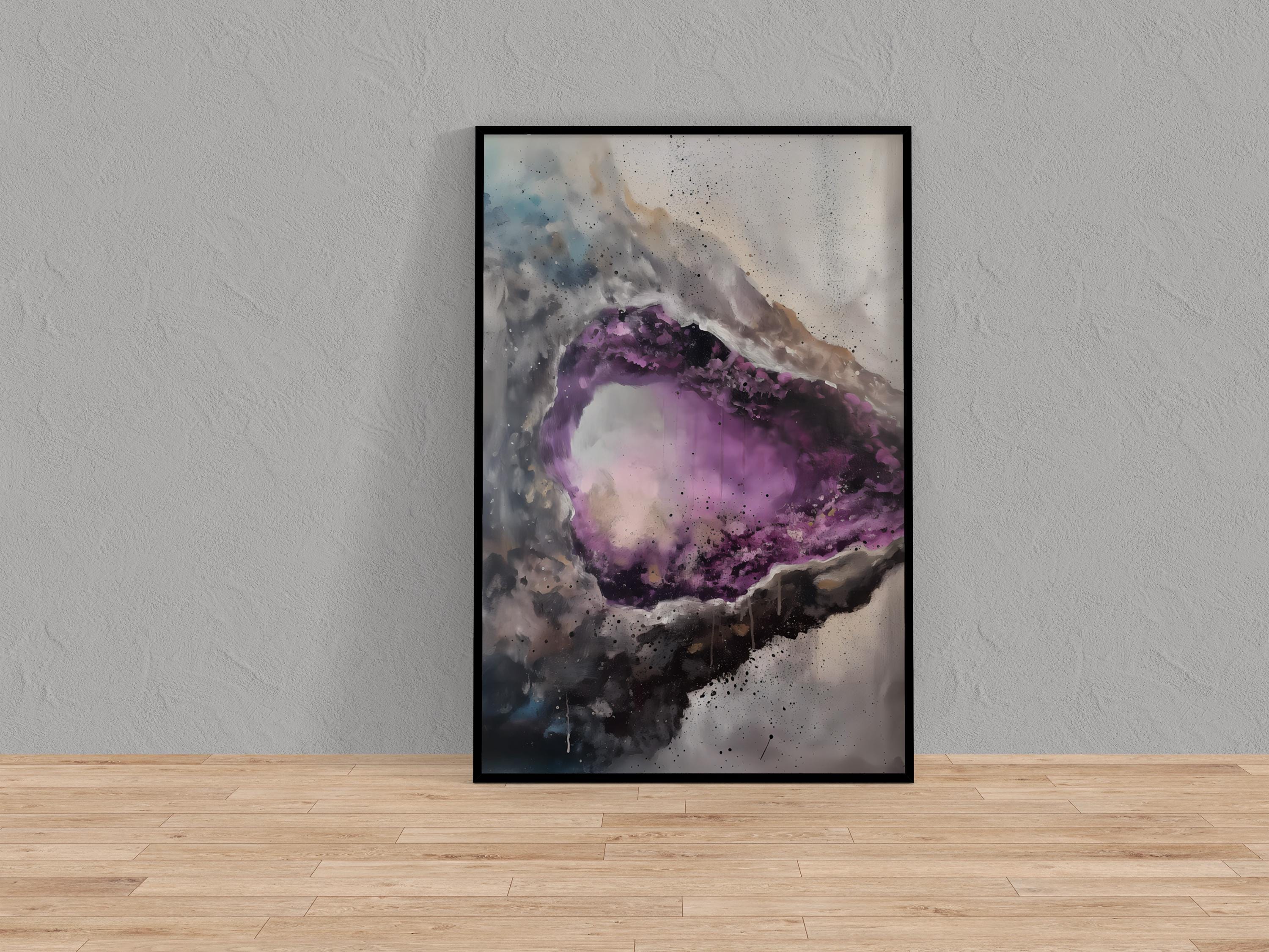 Radiant Geode Abstract Canvas Art | Elegant Blue & Gold Crystal Wall Decor