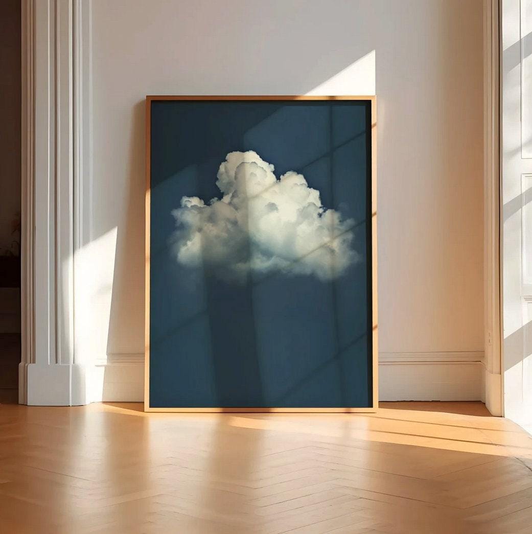 Moody Cloud Wall Art: Serene Blue Sky - Minimalist Home Decor