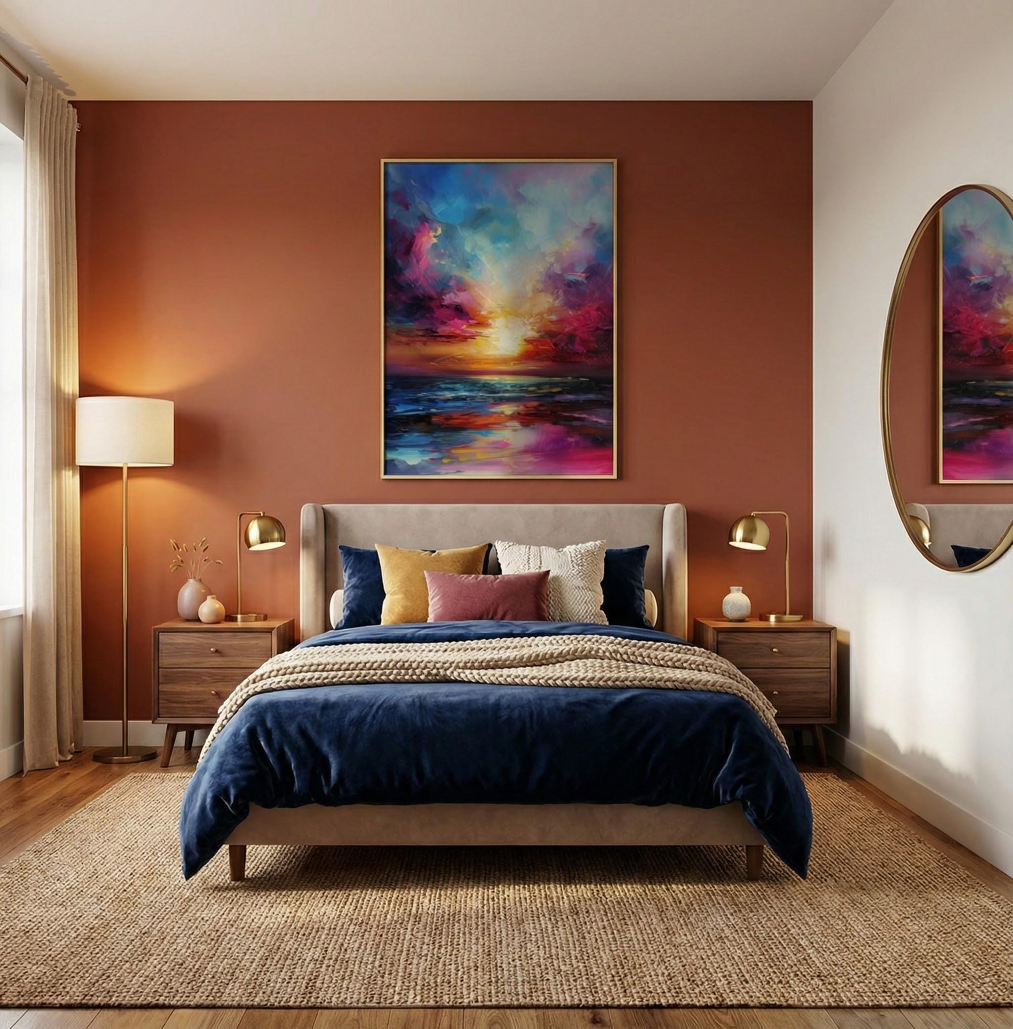 Colorful Sunset Wall Art - Vibrant Abstract Landscape for Cozy Spaces