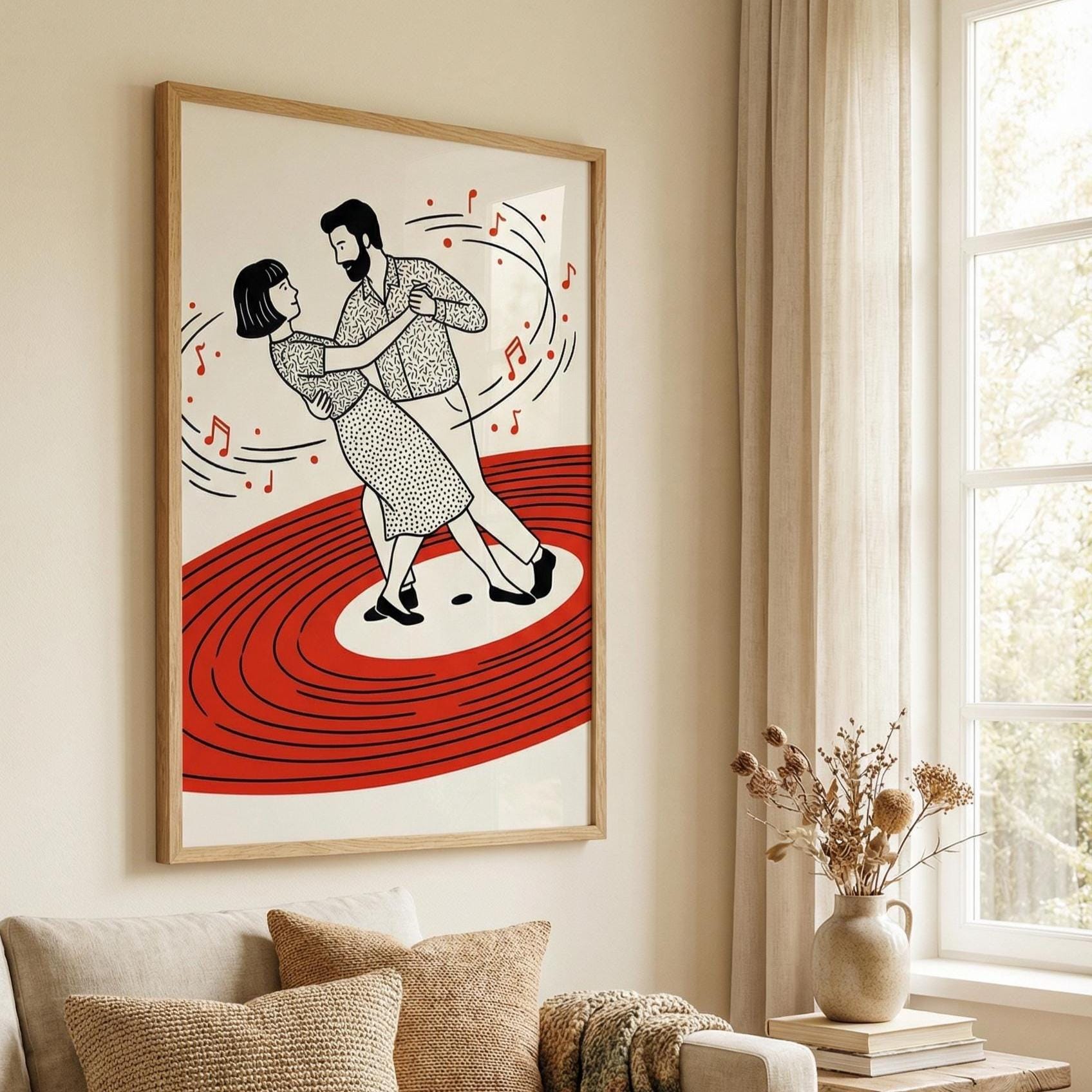 Music Disc Wall Art: Dancing Couple Silhouette - Modern Home Decor